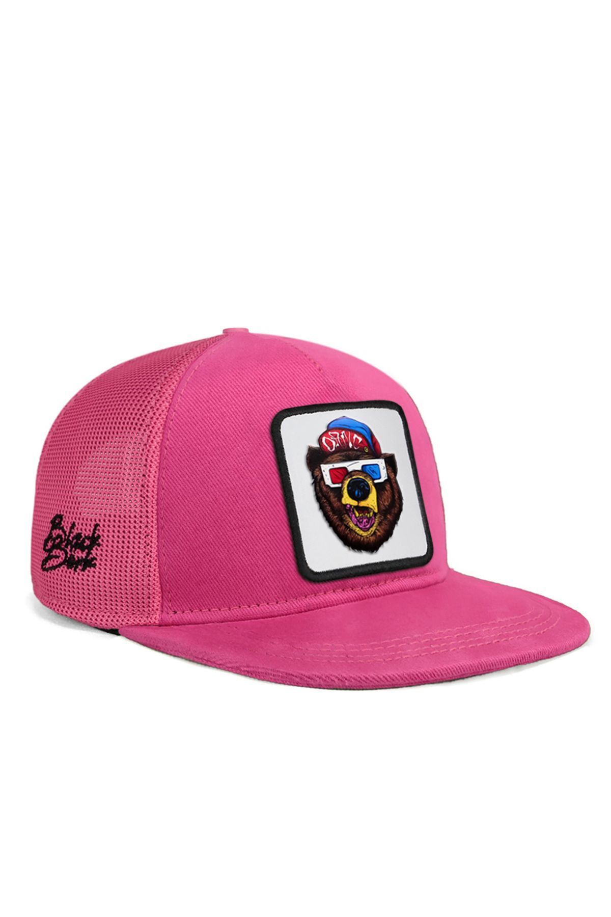 BlackBörk V1 Trucker Hip Hop Kids Ayı - 2bs Kod Logolu Unisex Pembe Çocuk Şapka (CAP)
