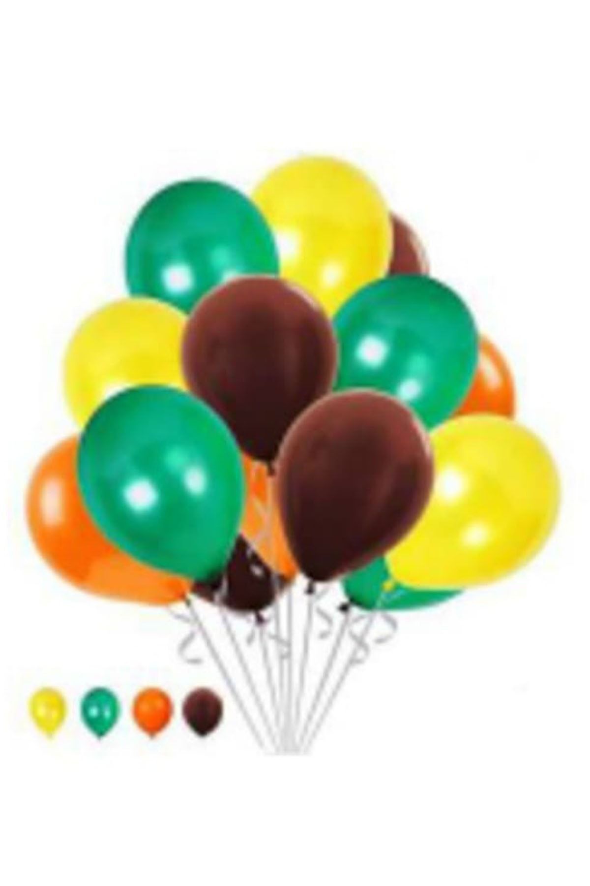 BalonEvi 40 Adet Safari Orman Temalı Metalik Balon ; Sarı-turuncu-kahverengi-yeşil