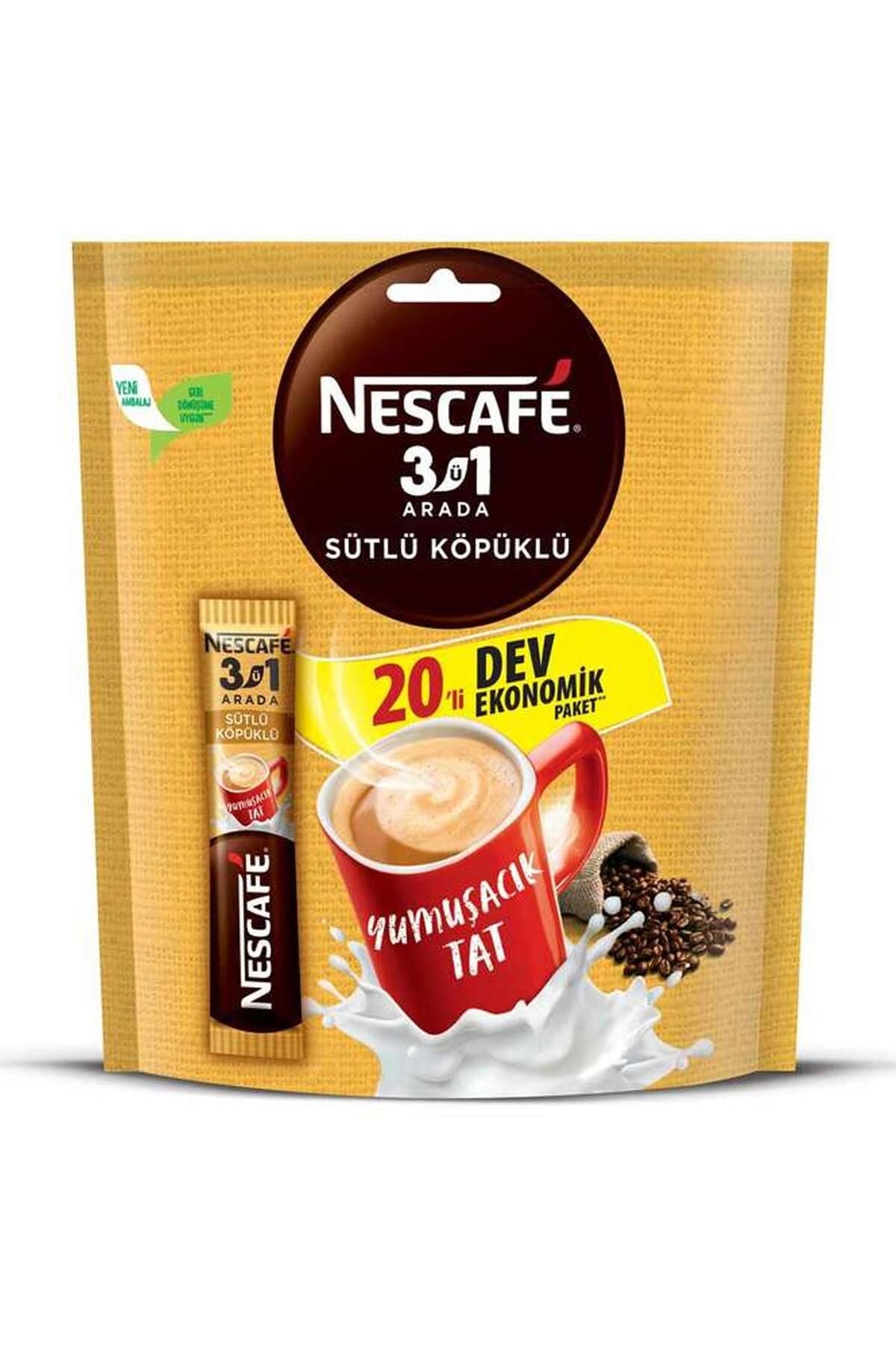 Nescafe Sütlü Köpüklü 3 Ü 1 Arada 17,4 gr X 20 Li Hazır Kahve Ekonomik Paket