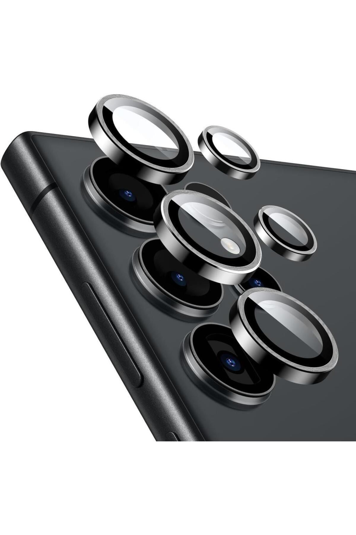 Sunix Samsung S24 Ultra Ile Uyumlu Darbeye Dayanıklı Safir Kamera Lens Koruyucu Siyah