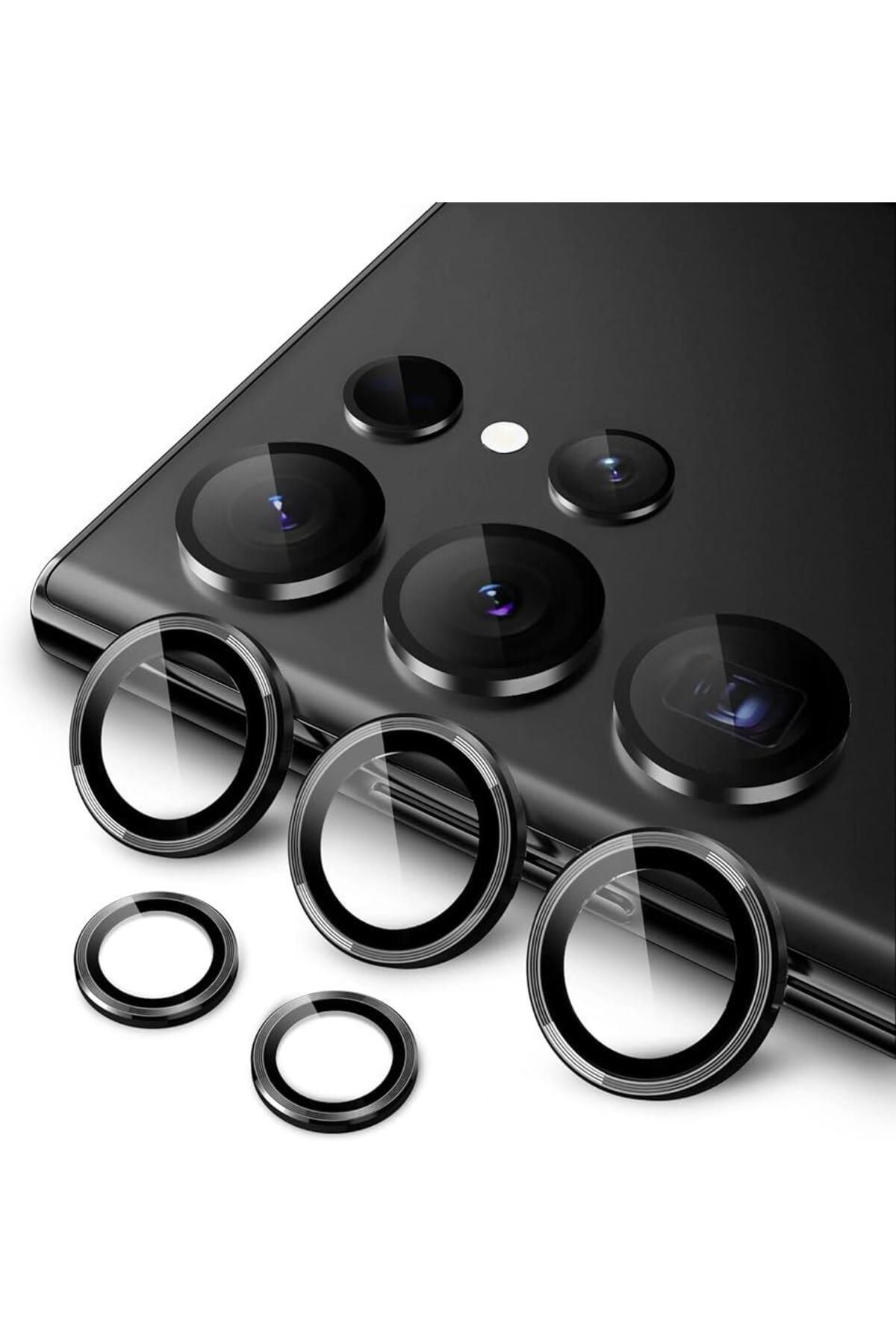 Sunix Samsung S23 Ultra Ile Uyumlu Darbeye Dayanıklı Safir Kamera Lens Koruyucu Siyah