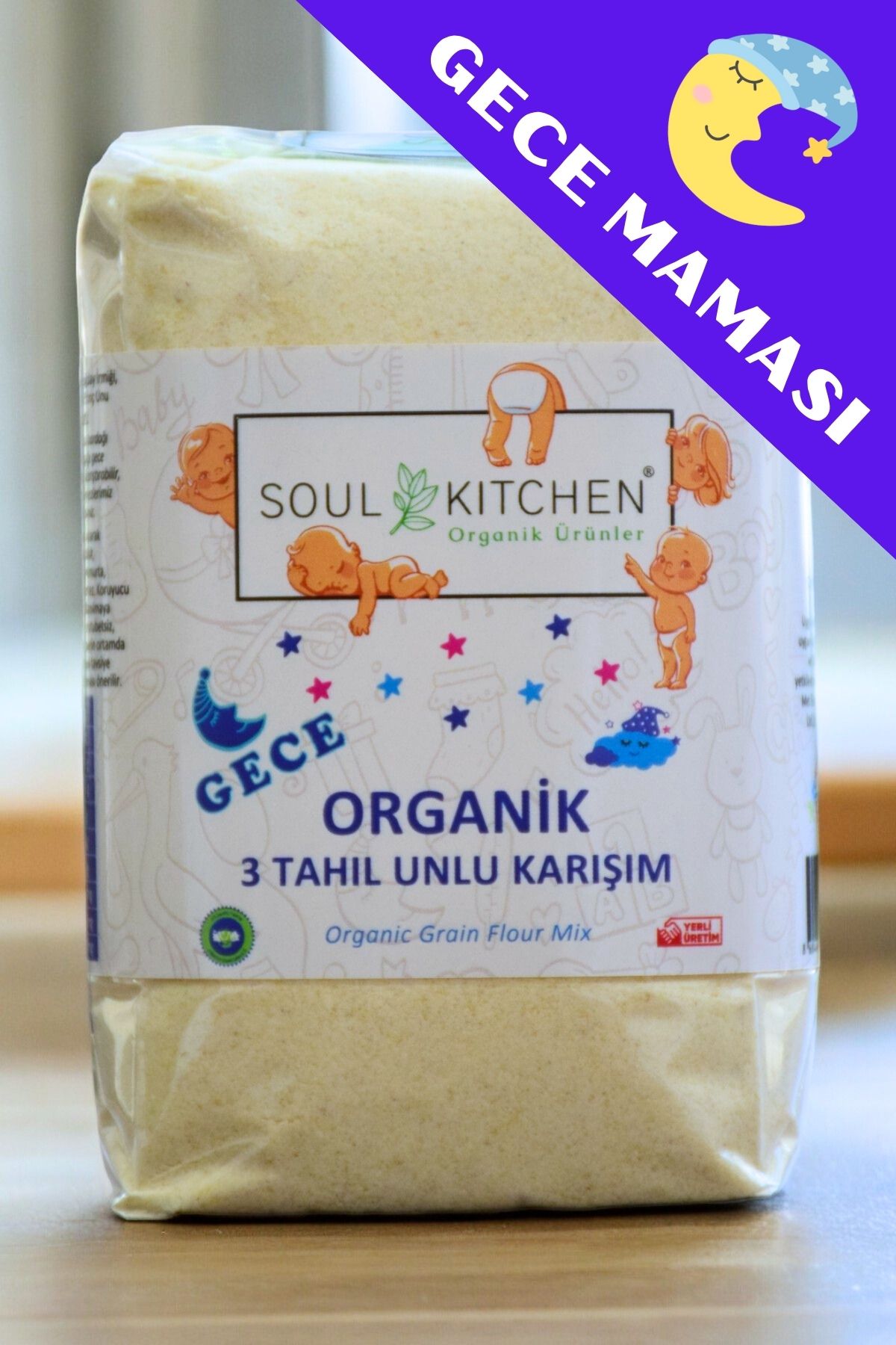 Soul Kitchen Organik Ürünler Organik Bebek Gece Maması 3 Tahıl Unlu Karışım 250gr