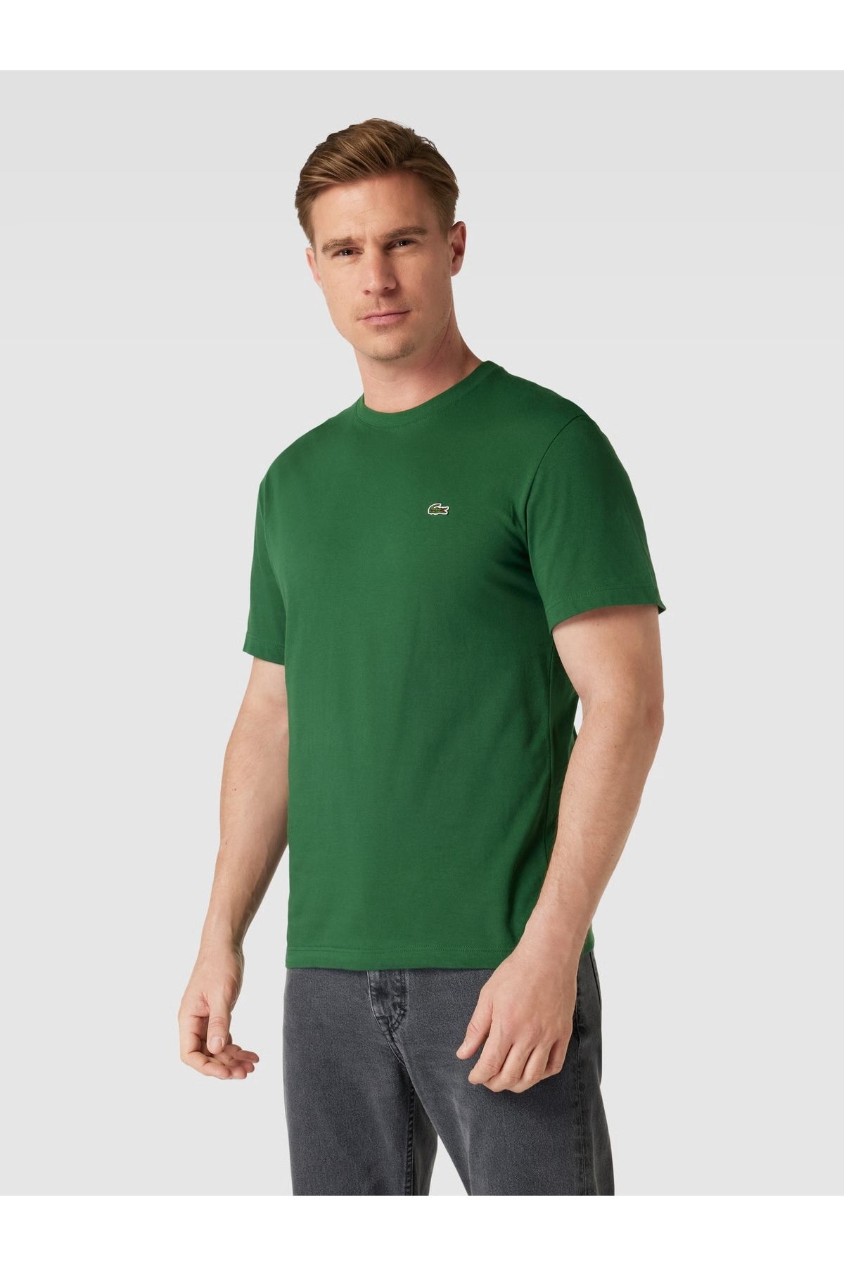 Lacoste Erkek Klasik Fit Yeşil Bisiklet Yaka T-Shirt