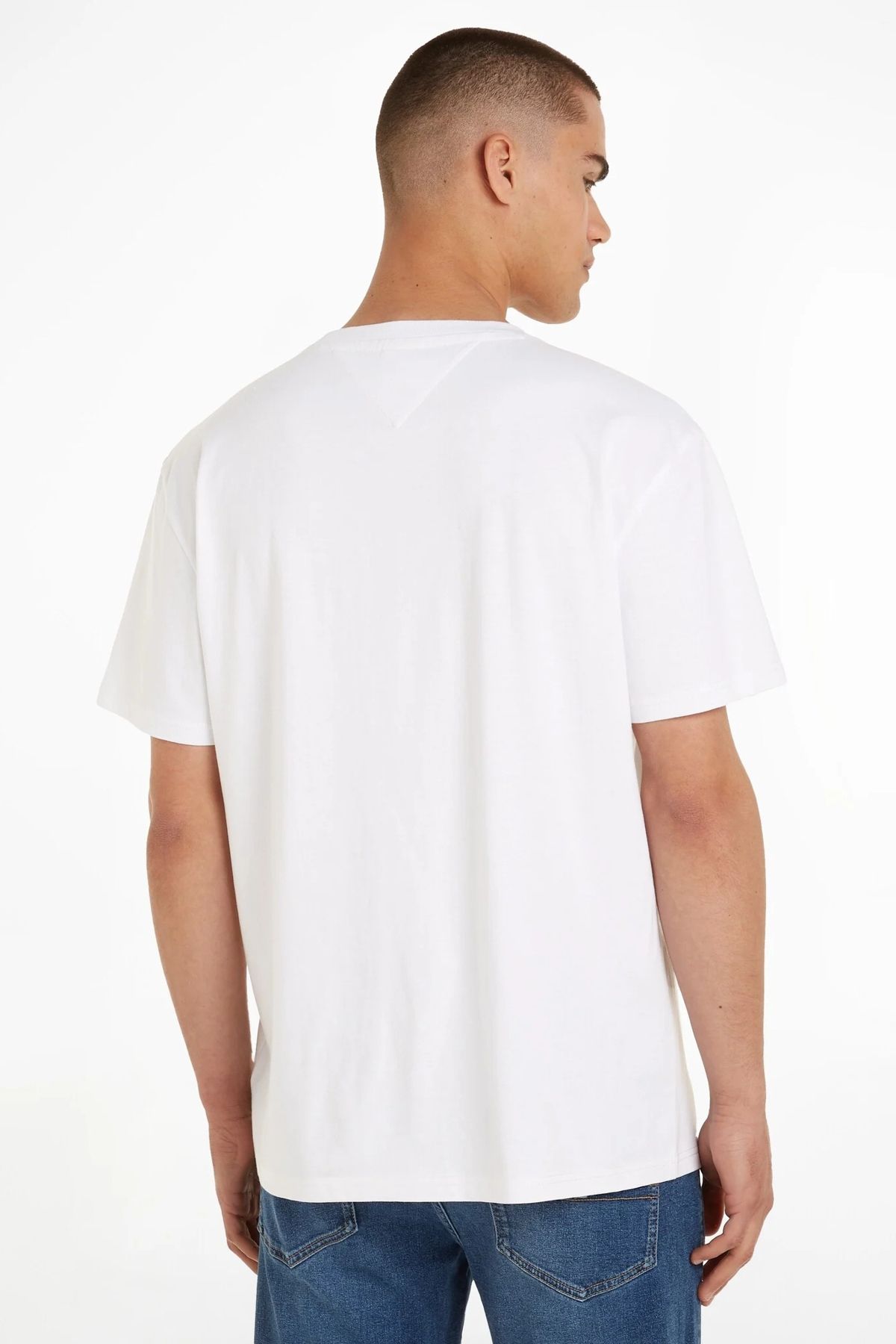 Tommy Hilfiger Erkek Marka Logolu Günlük Kullanıma Uygun Beyaz T-shirt Dm0dm17993-ybr