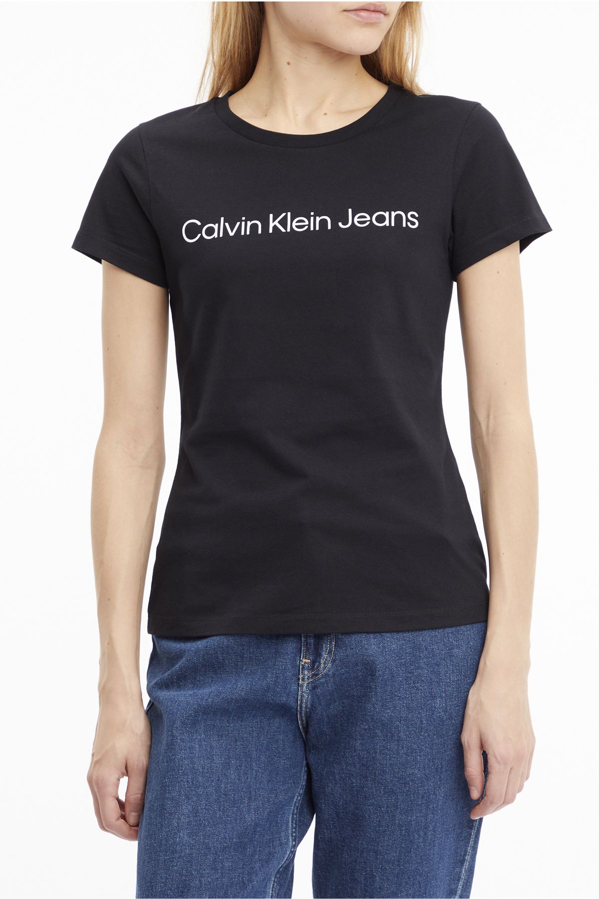 Calvin Klein Bisiklet Yaka Siyah Kadın T-shirt J20j220253beh