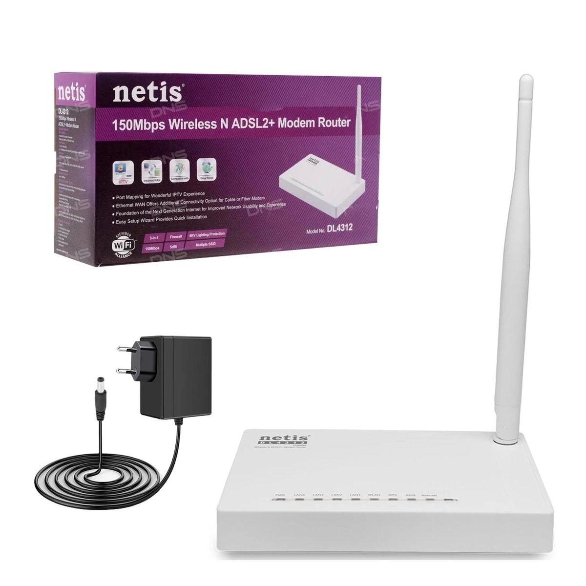 Netis NETİS DL-4312 Kablosuz Modem Router 4 Port 150 Mbps Adsl2