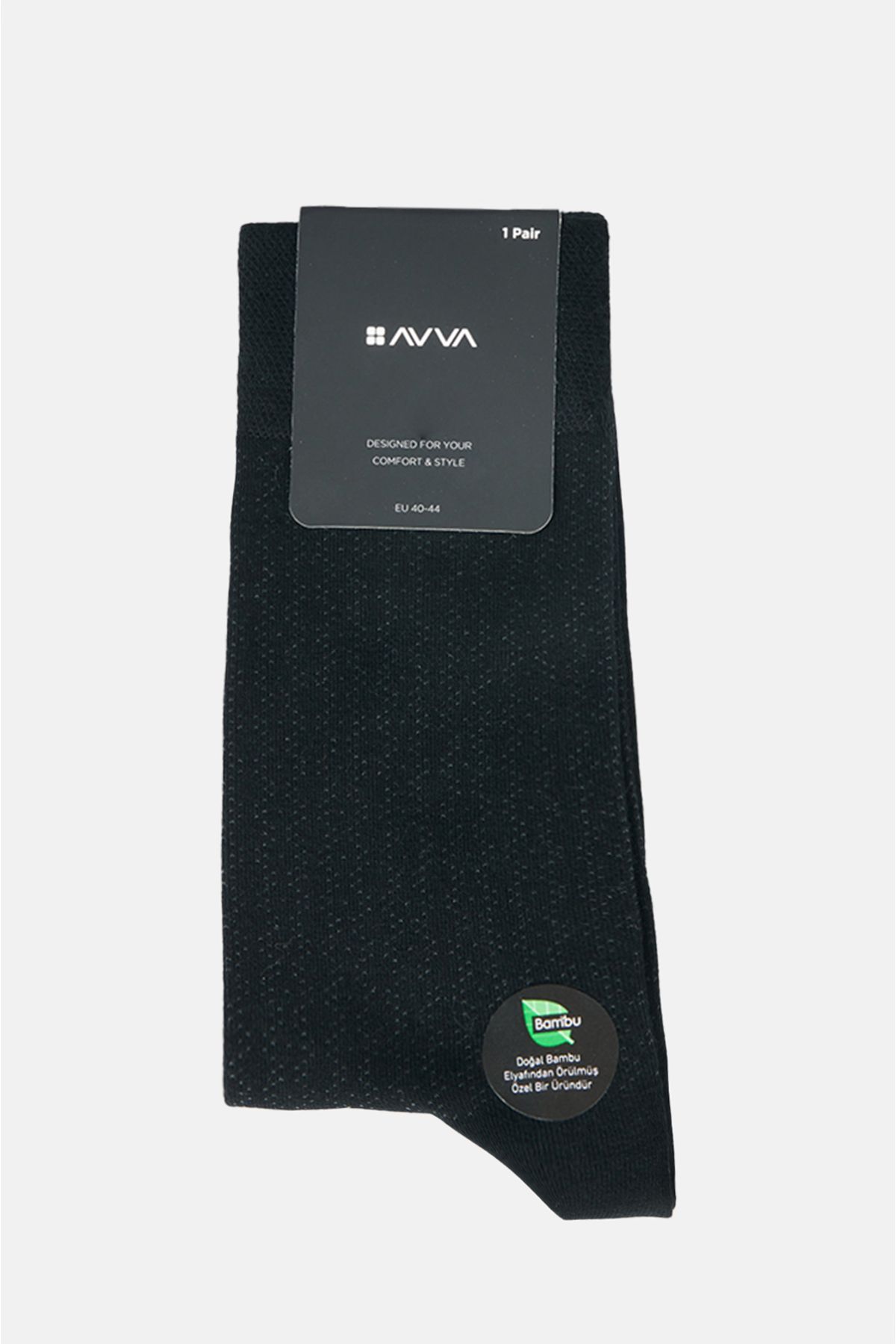 Avva Erkek Siyah Desenli Bambu Soket Çorap A32y8531