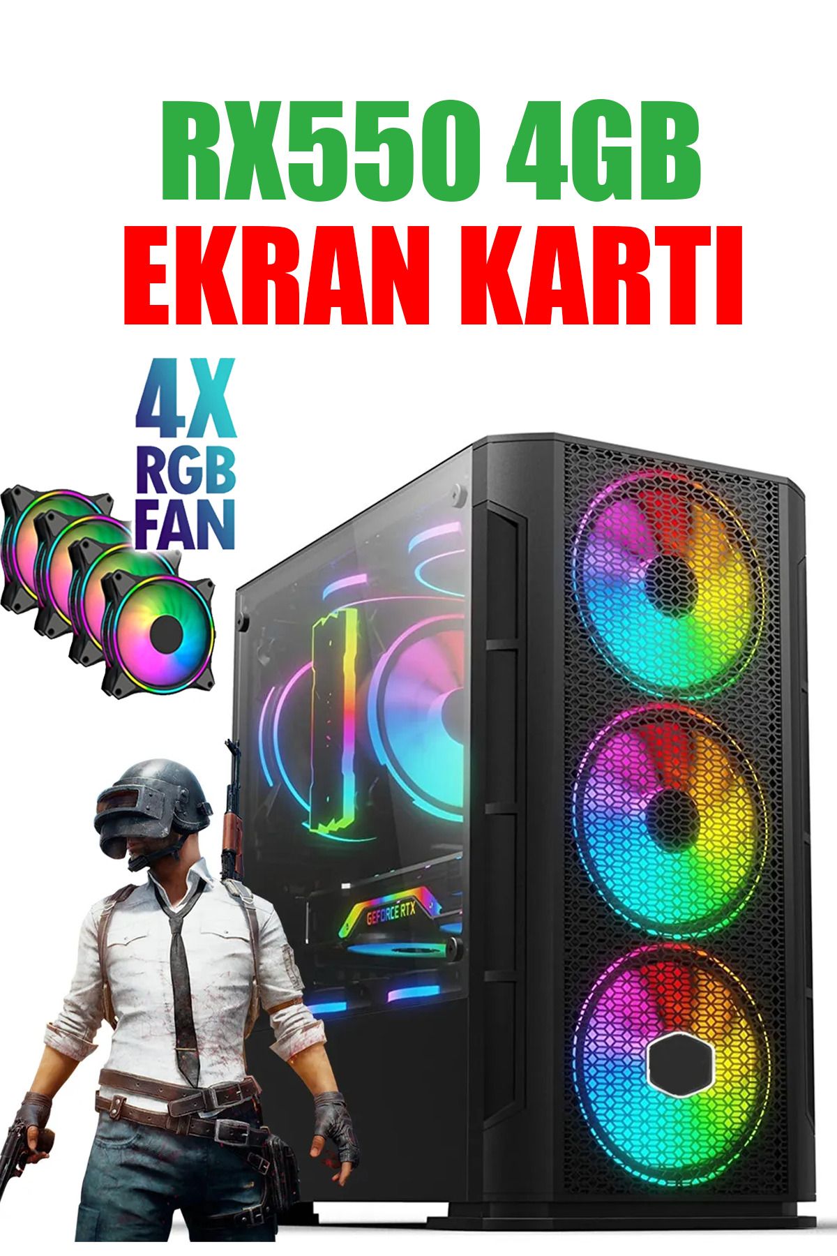 DMC N194x (PUBG,GTA 5) I7 3770 (3.NESİL) 16gb Ram,256gb Ssd,4gb Rx550 Gddr5,masaüstü Oyuncu Bilgisayarı