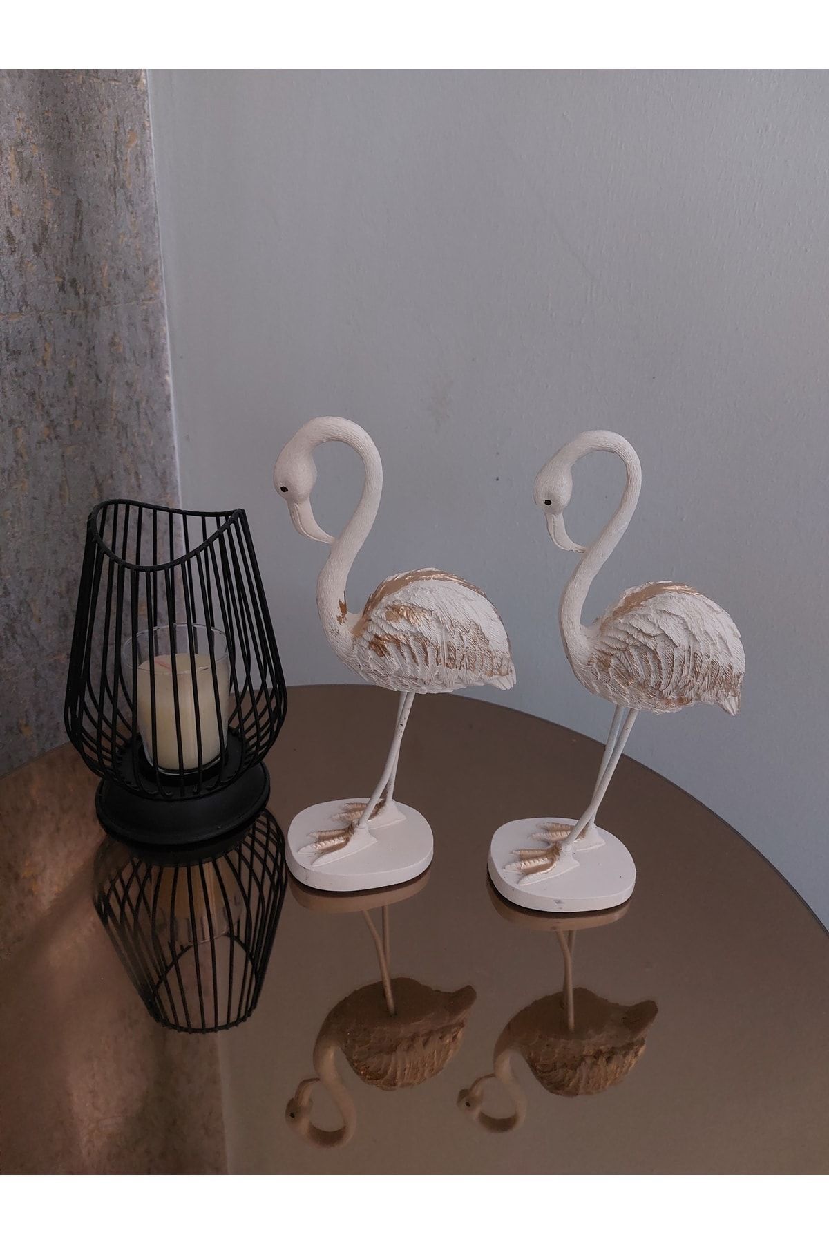 Gloriys Home & Decor 2li Krem Flamingo Biblosu