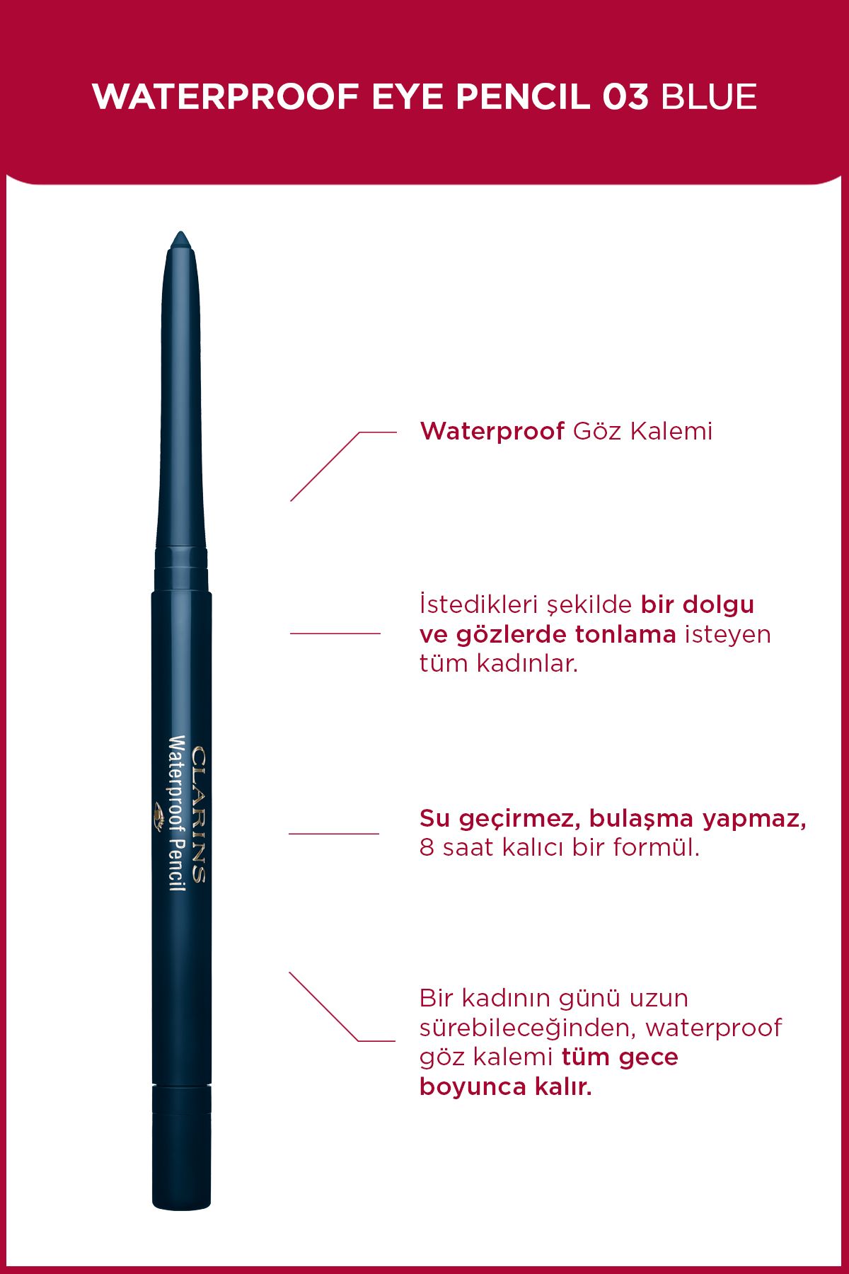 Clarins Waterproof Blue Eye Pencil 03 Göz Kalemi