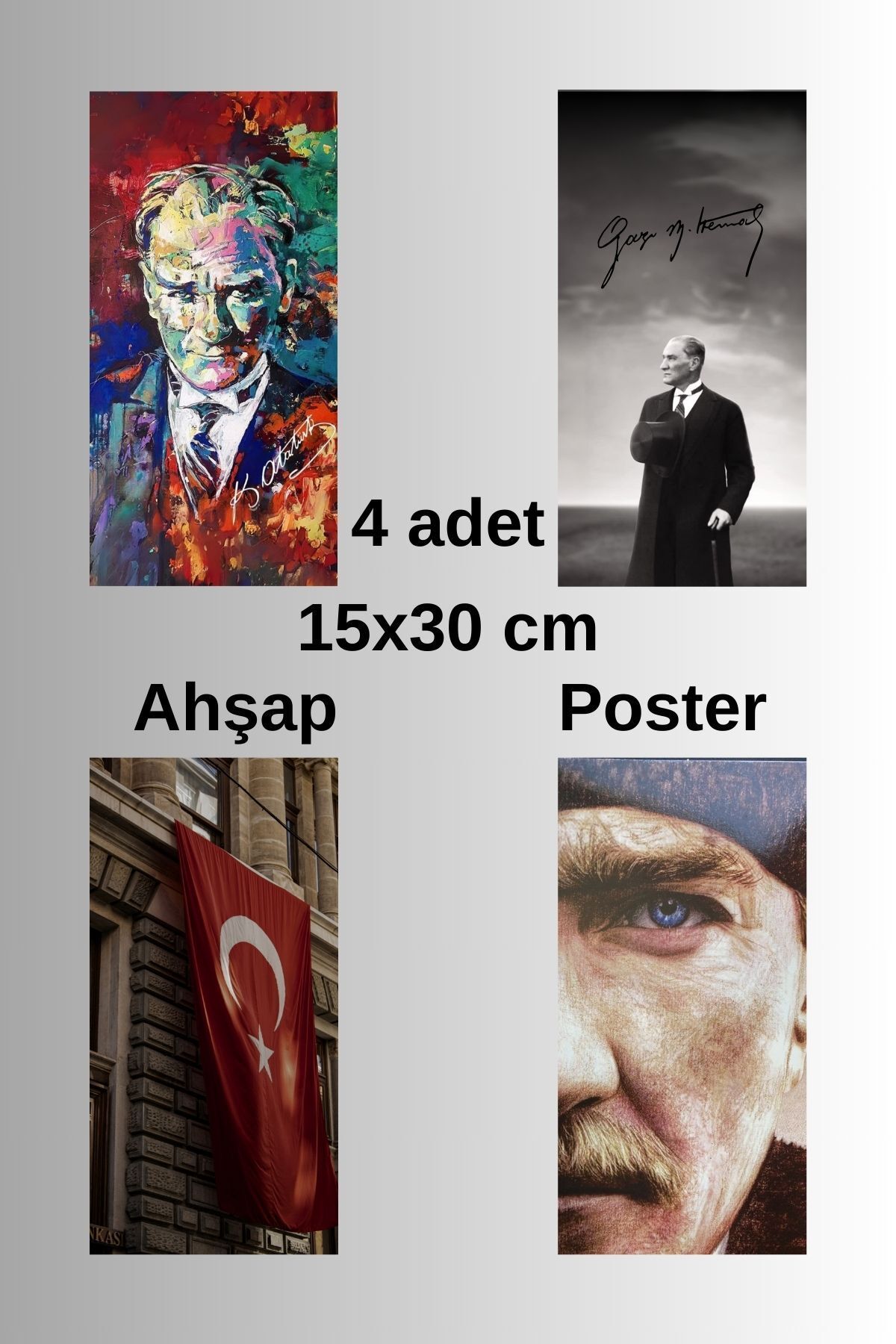 Massachusetts Mustafa Kemal Atatürk Ahşap Poster 15x30 Cm