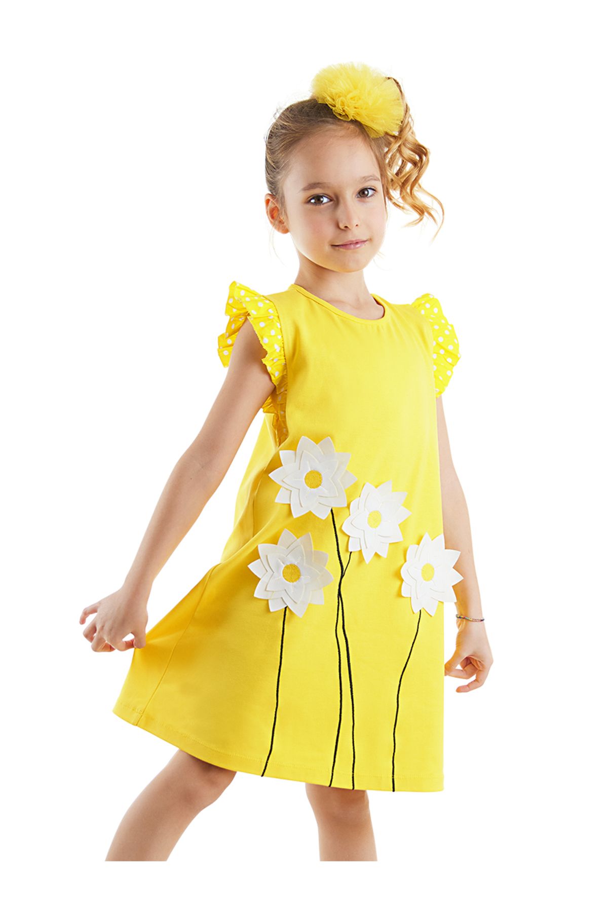 MSHB&G Papatya Pamuklu Kız Çocuk Sarı Elbise