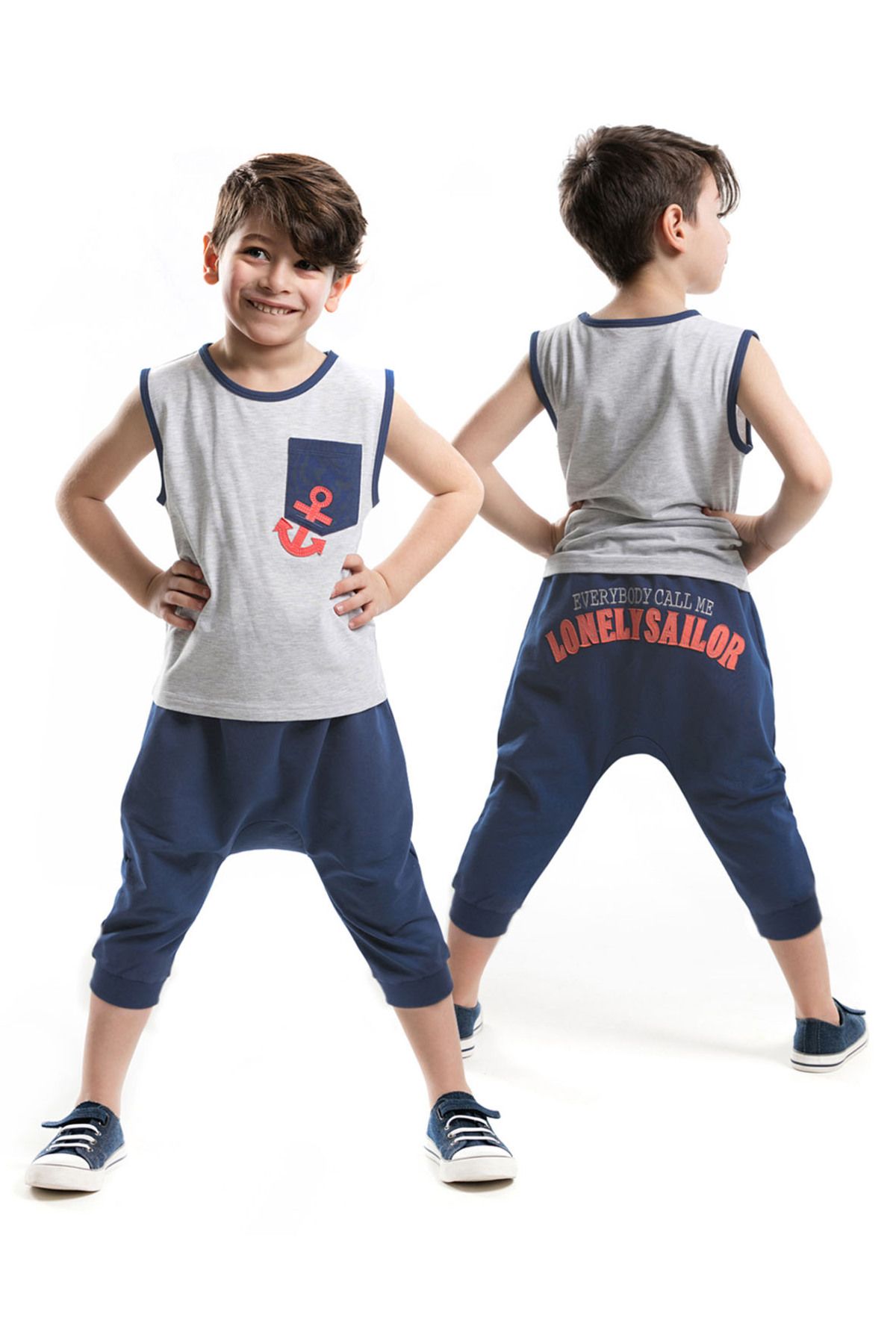MSHB&G Çapalı Erkek Çocuk T-shirt Kapri Şort Takım