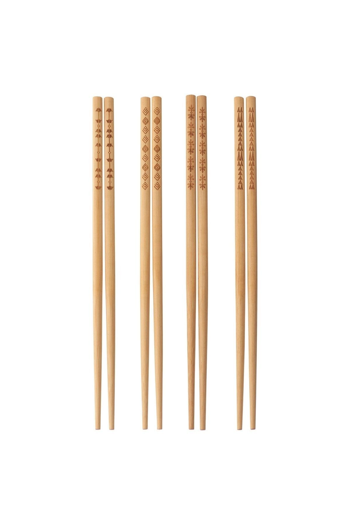 IKEA 4 Çift Yıkanabilir Bambu Chopstıck Japon Çin Yemek Çubuğu Uzunluk: 24 Cm