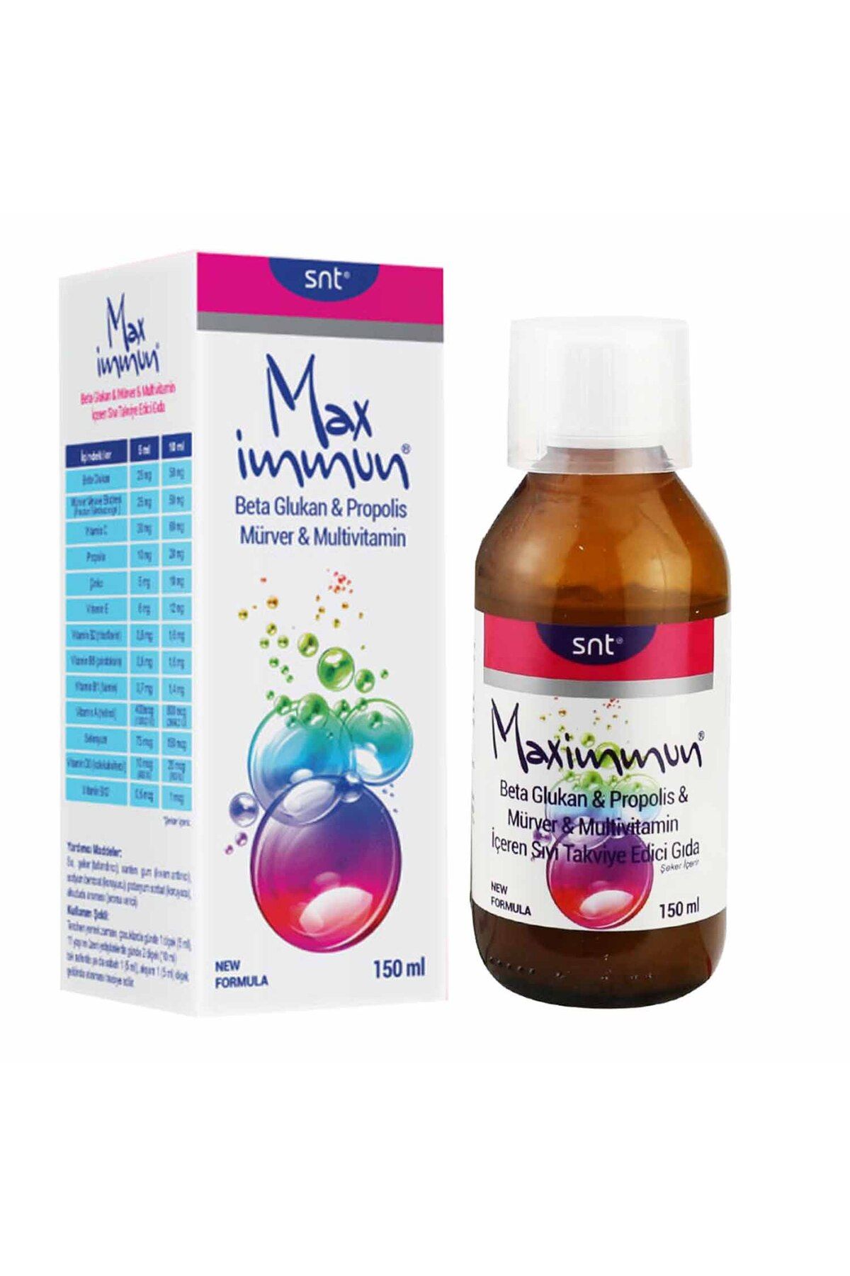 Max İmmun Max Immun Beta Glukan Propolis Mürver Multivitamin 150 ml