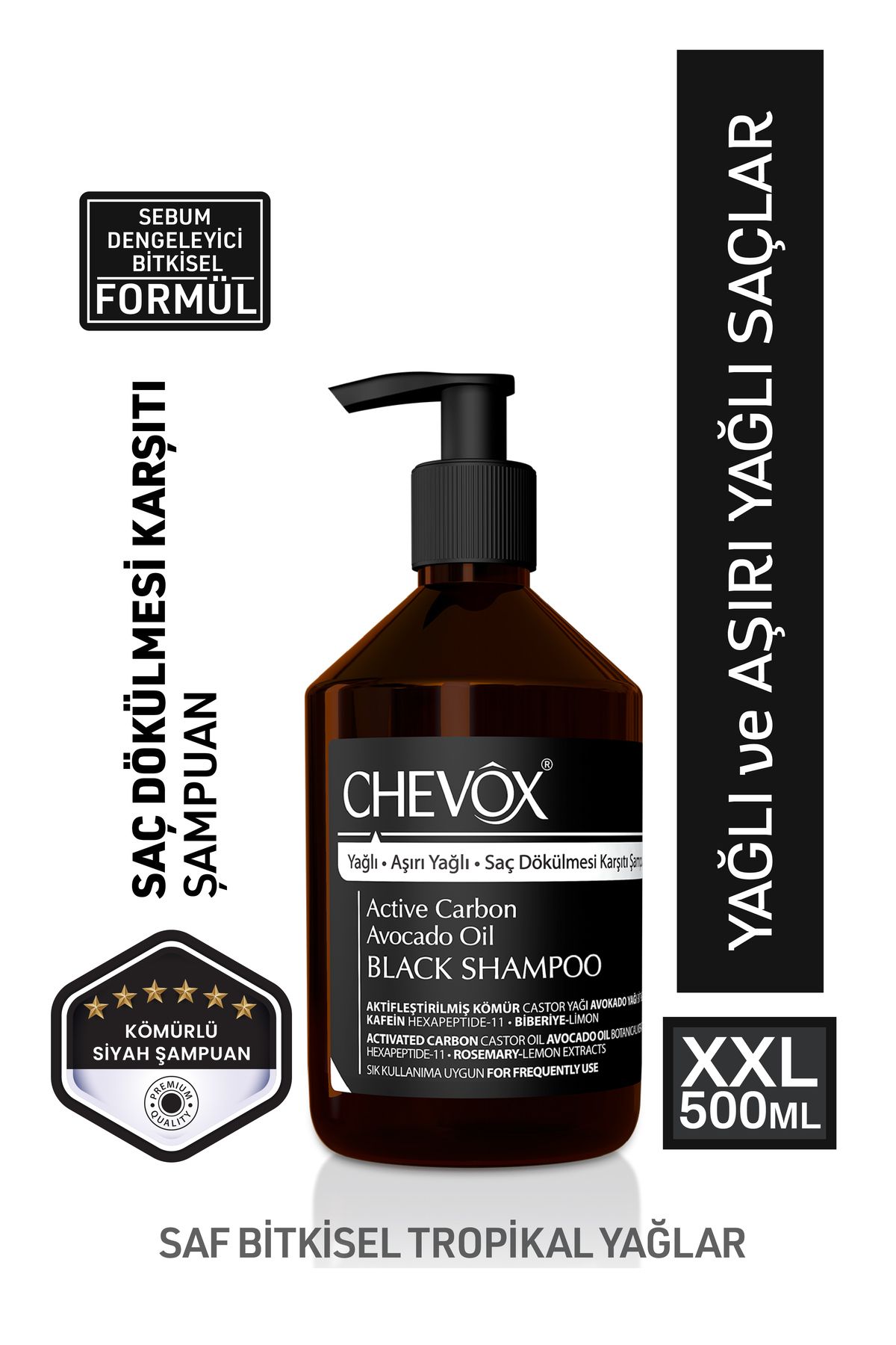 Dermoday Chevox Aktif Kömürlü Siyah Şampuan 500 ml DR-8698863201249
