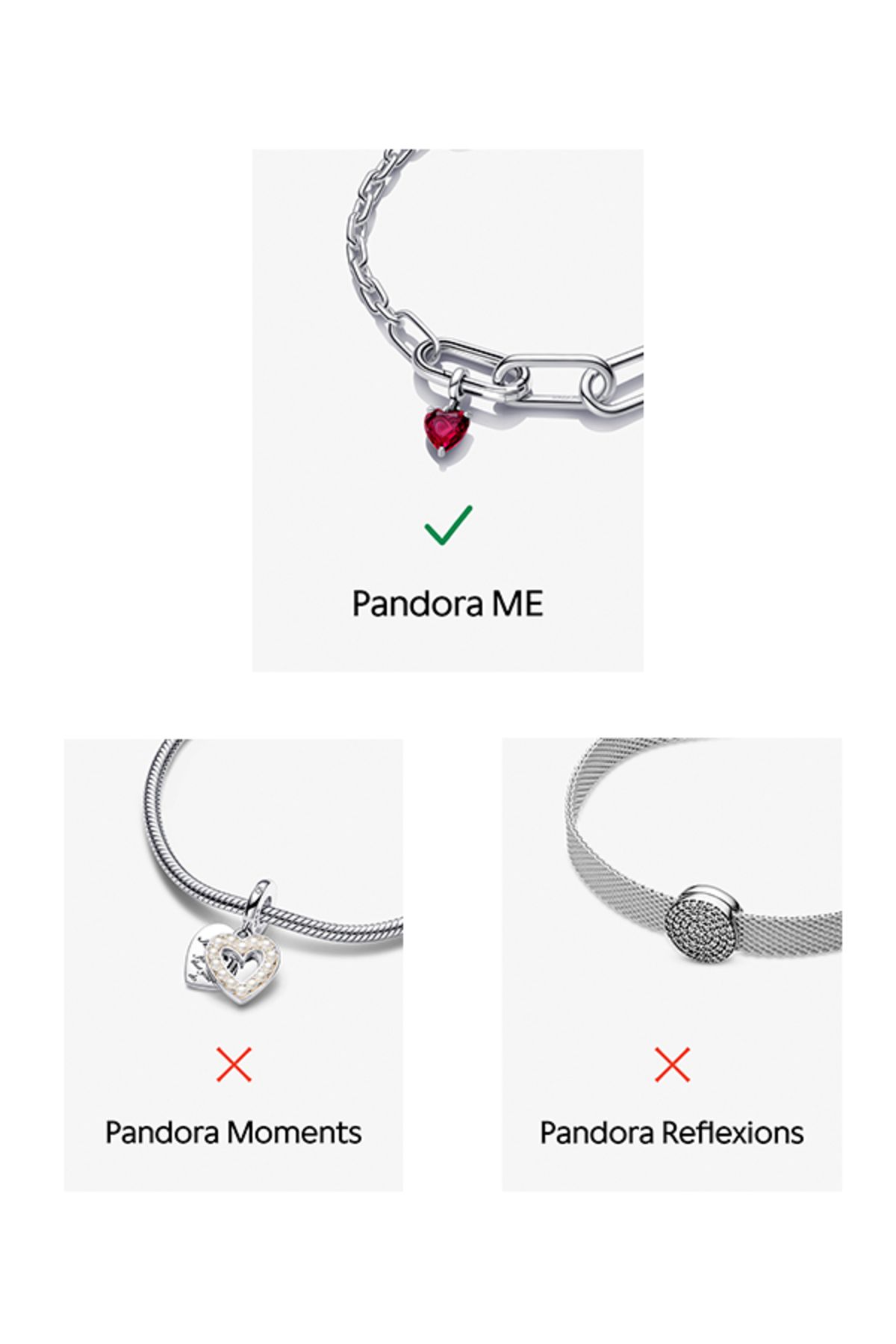 Pandora Me Iki Renkli Kalp Halka Bileklik