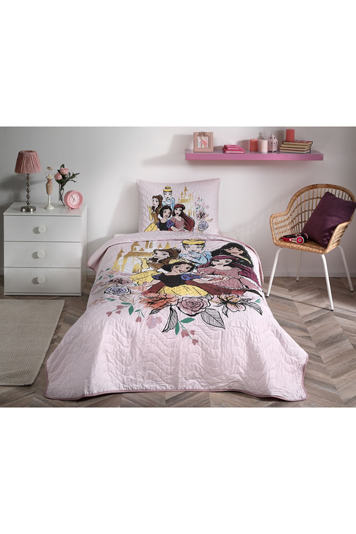 Özdilek Princess Rose Tek Kişilik Disney Lisanslı Çocuk Yatak Örtüsü 160x230