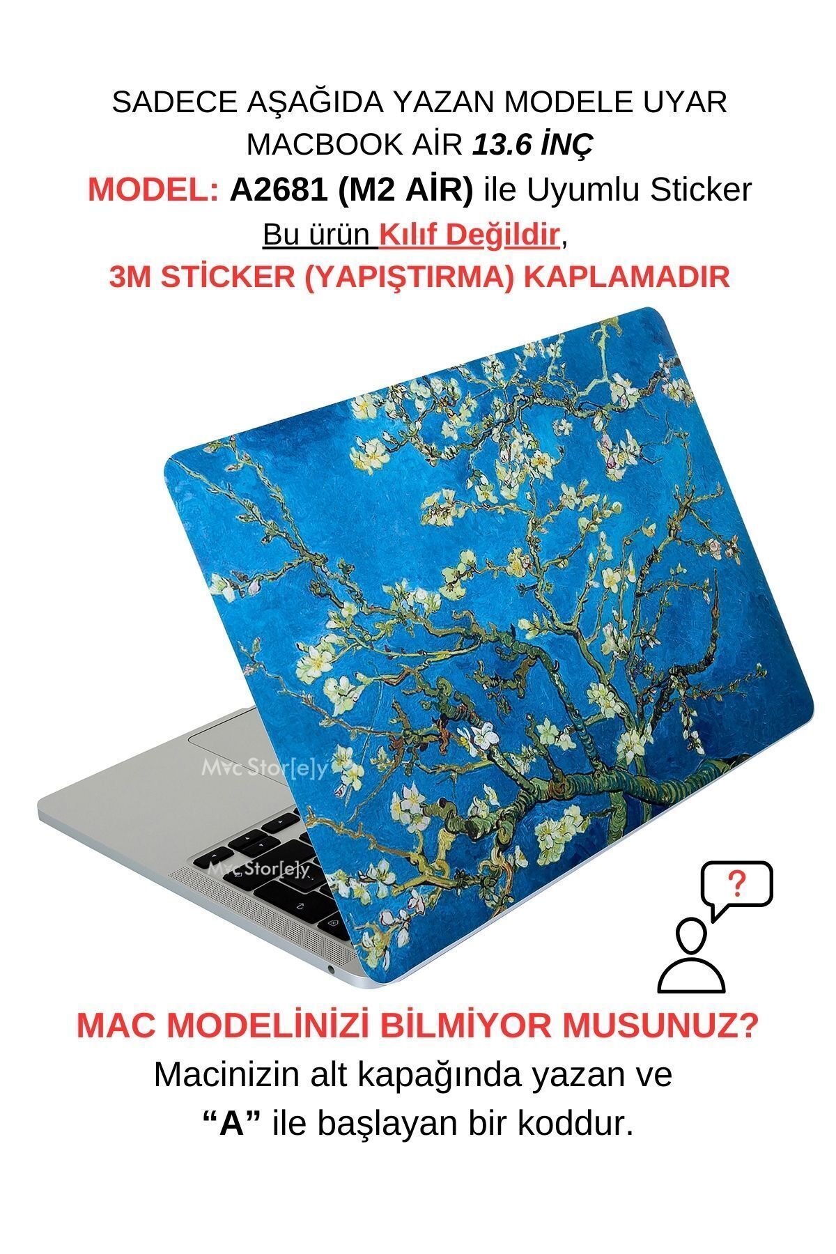 Mcstorey Macbook Air Kılıf 13.6inç M2-m3, Sticker Yapıştırma Kaplama Flower03nl A2681 A3113 Ile Uyumlu