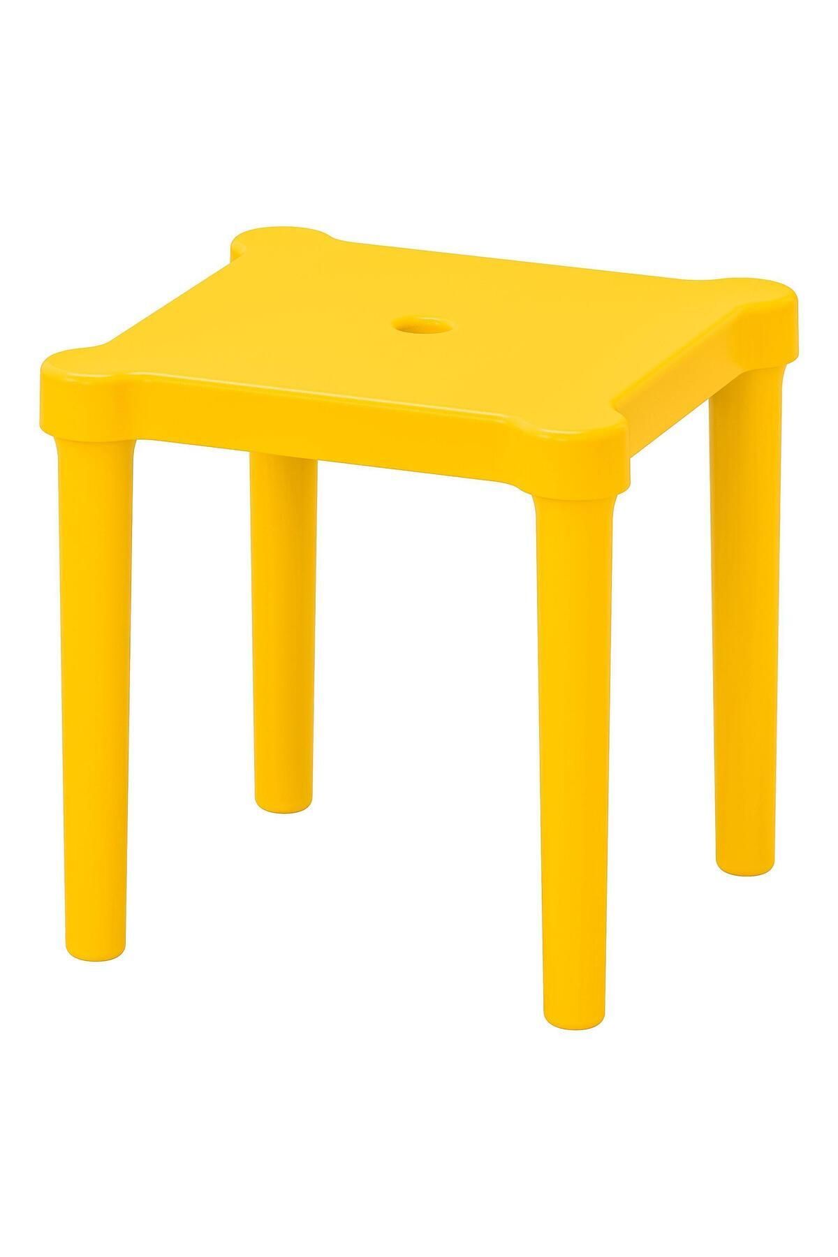 IKEA Çocuk Taburesi, Sarı Renk MeridyenDukkan 28x27 cm Polipropilen Plastik Kare Tabure