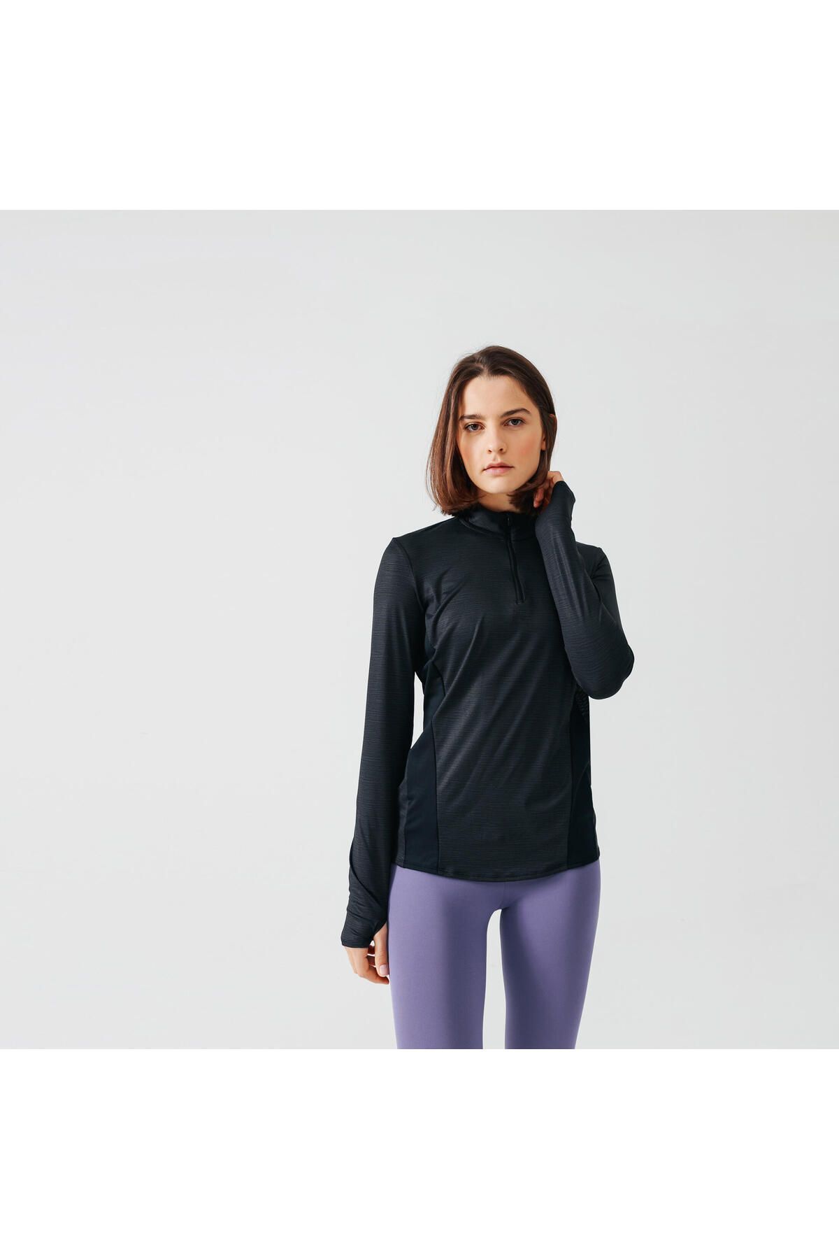 Decathlon Kadın Uzun Kollu Koşu Tişörtü - Siyah - Dry