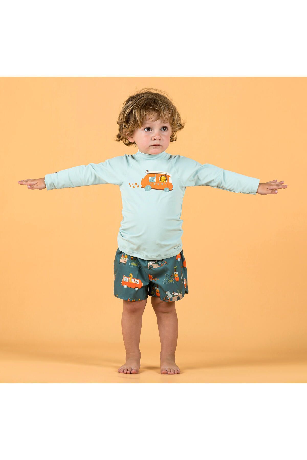 Decathlon Bebek UV Korumalı Uzun Kollu Tişört - Kamyon Baskılı