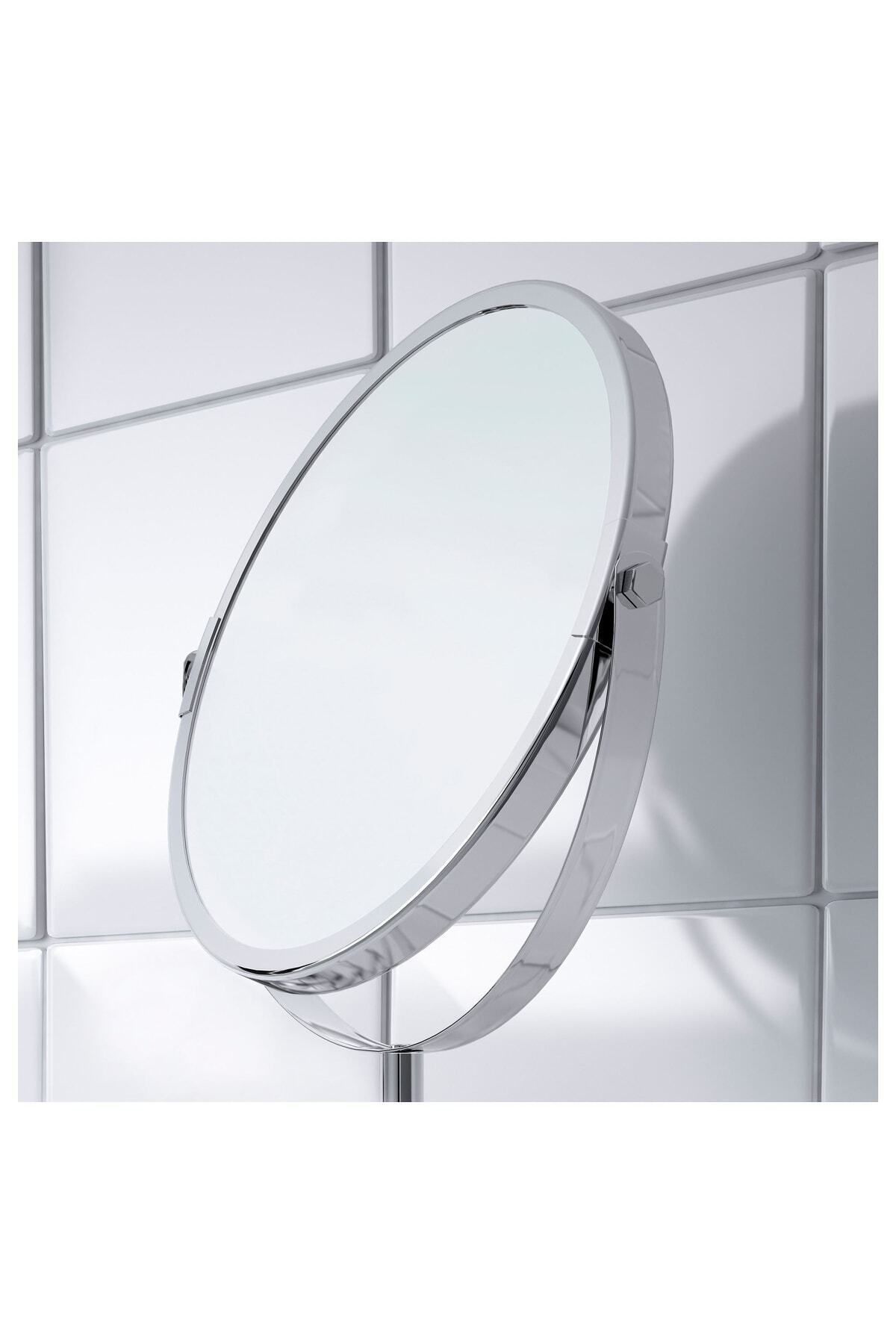 IKEA Büyüteçli Ayna Makyaj Aynası Paslanmaz Çelik Ayna 17 Cm Çap Çift Taraflı Bir Tarafı 3 Kez Büyütür
