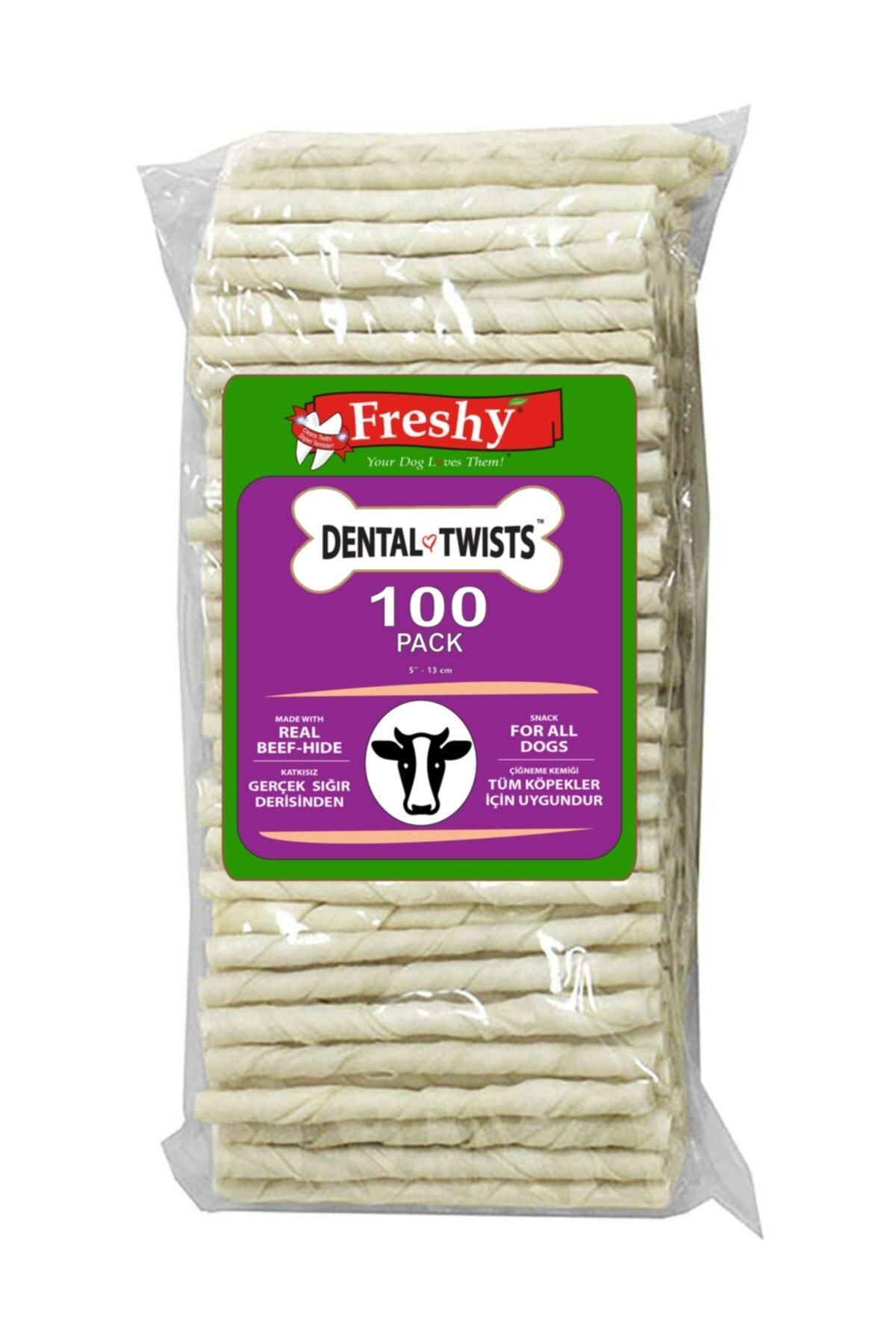 Genel Markalar Freshy Dental Twists - Beyaz Burgu Çubuk - 100'lü Mega Paket - 600 gram