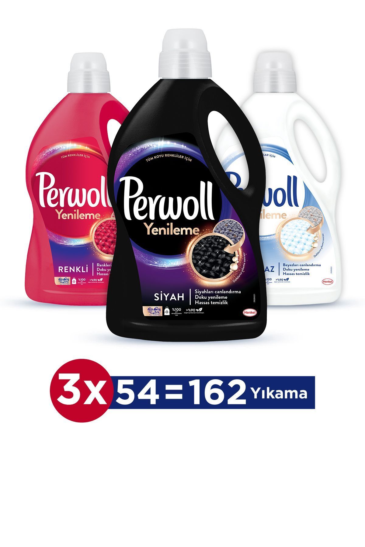 Perwoll Hassas Bakım Sıvı Çamaşır Deterjanı 3 X 3l (162 YIKAMA) Renkli Siyah Beyaz