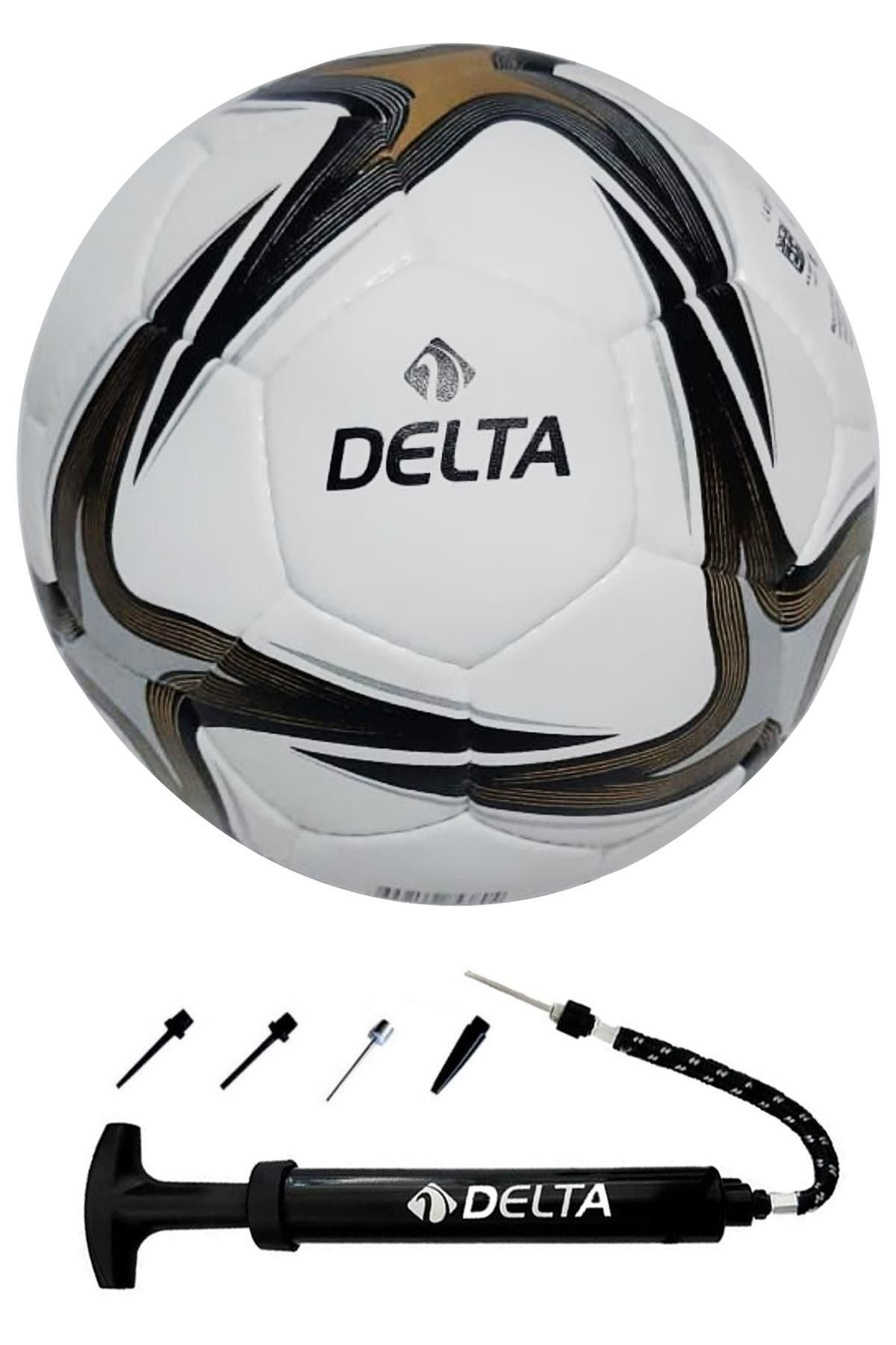 Delta Super League El Dikişli 4 Numara Dura-Strong Futbol Topu + Çok Fonksiyonlu Top Pompası İkili Set