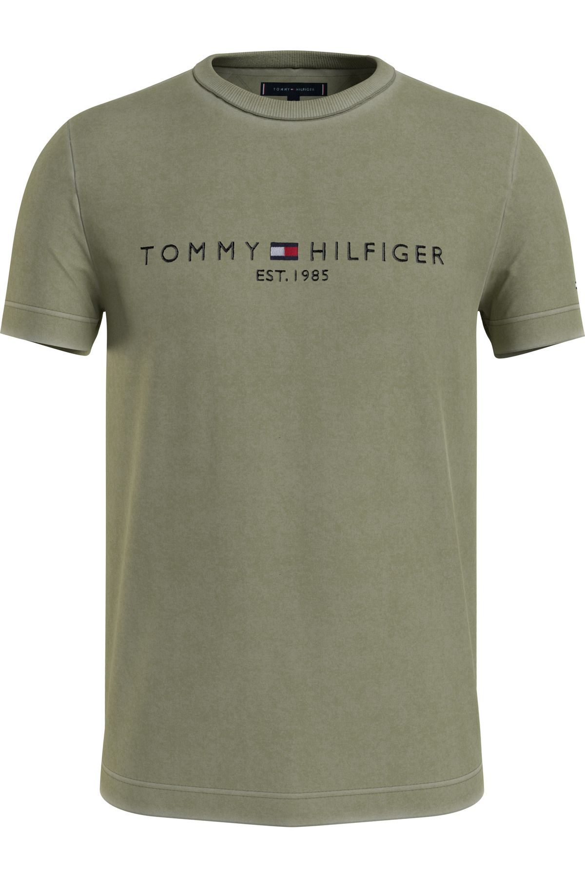 Tommy Hilfiger Erkek Marka Logolu Pamuklu Bisiklet Yakalı Yeşil1 T-Shirt MW0MW35186-L9F