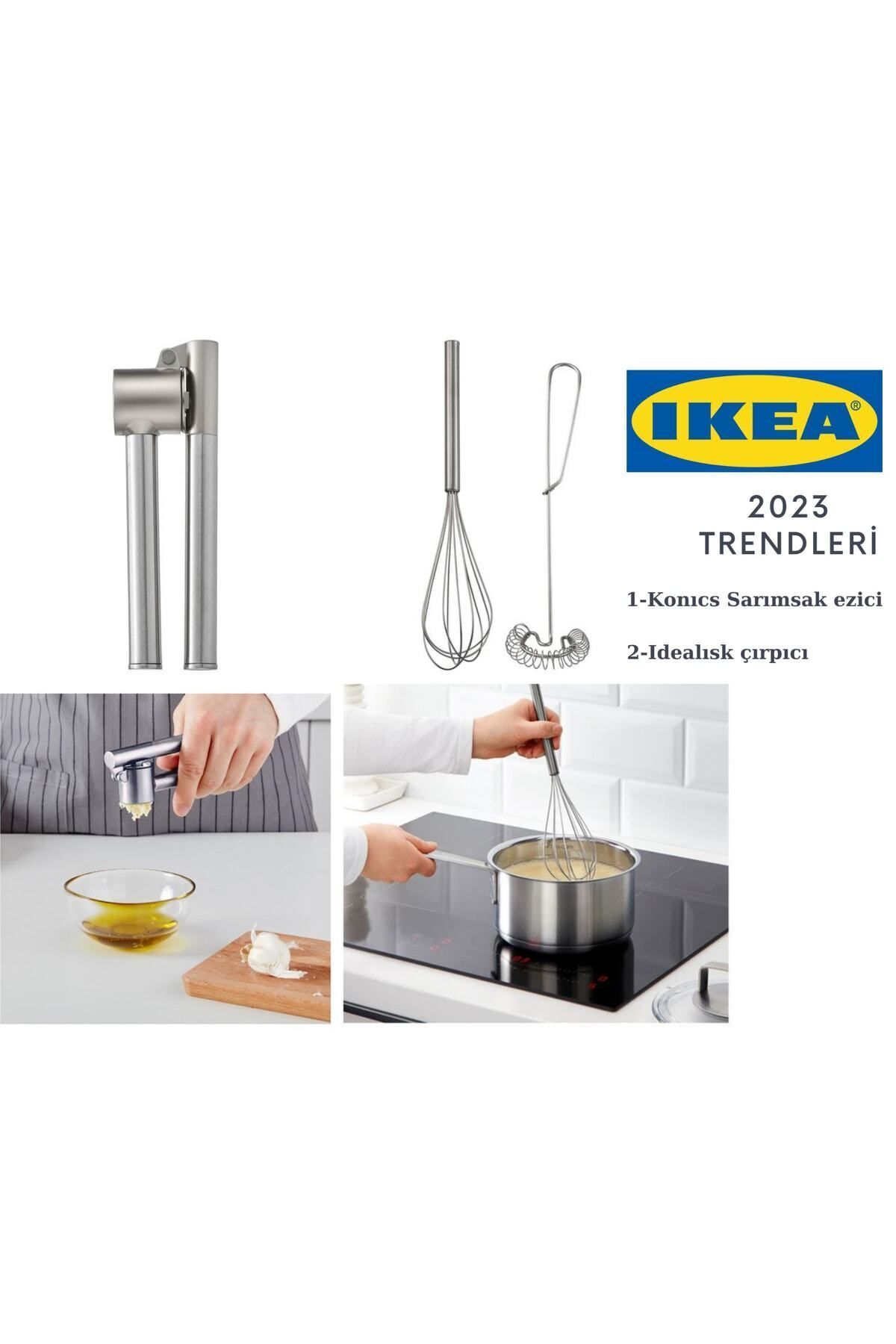 IKEA Koncıs Sarımsak Ezici + Idealısk Çırpıcı 2'li Set Europestore