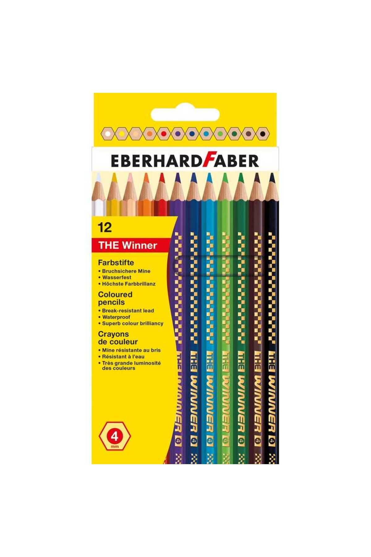 Eberhard Faber The Winner Kalın Altıgen Kuruboya 4mm 12 Renk