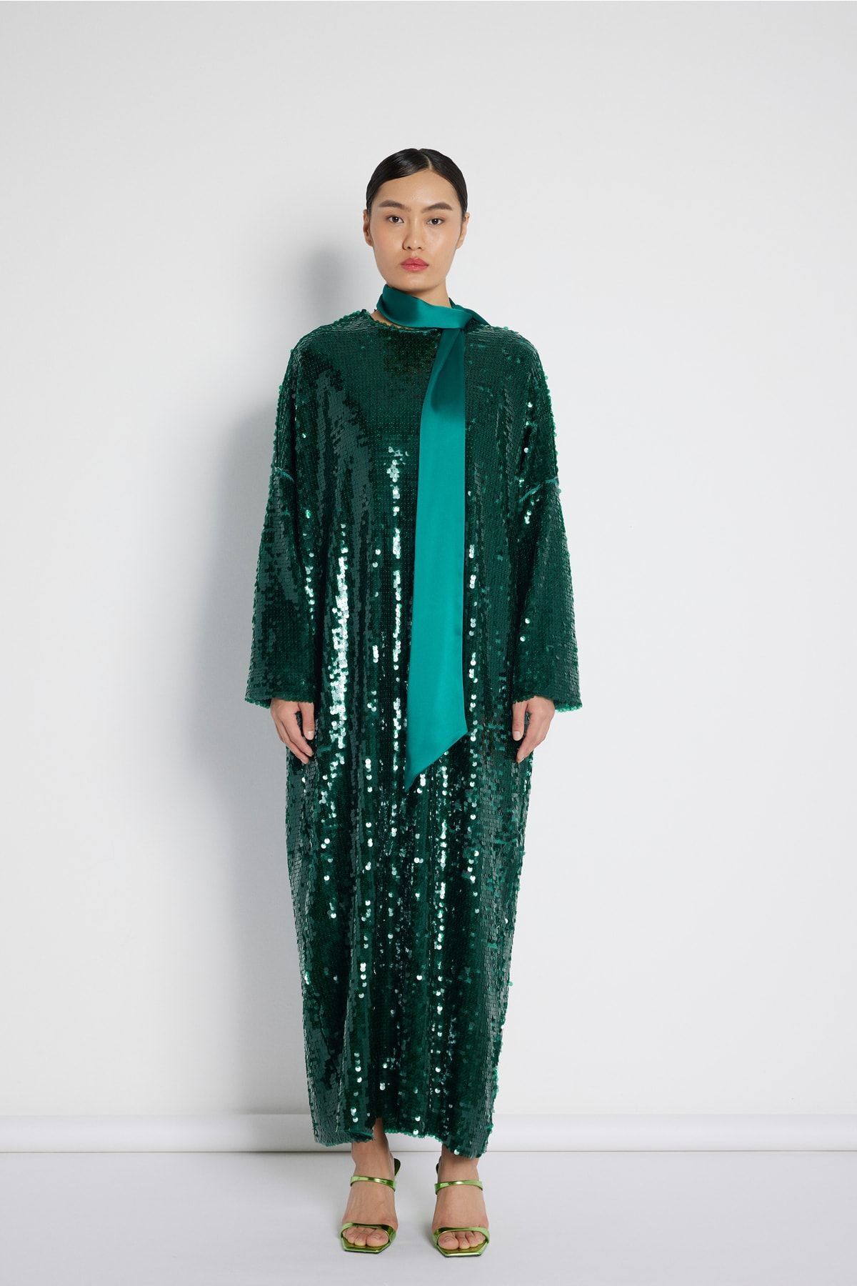 Nuum Design Payetli Elbise Zümrüt Yeşili