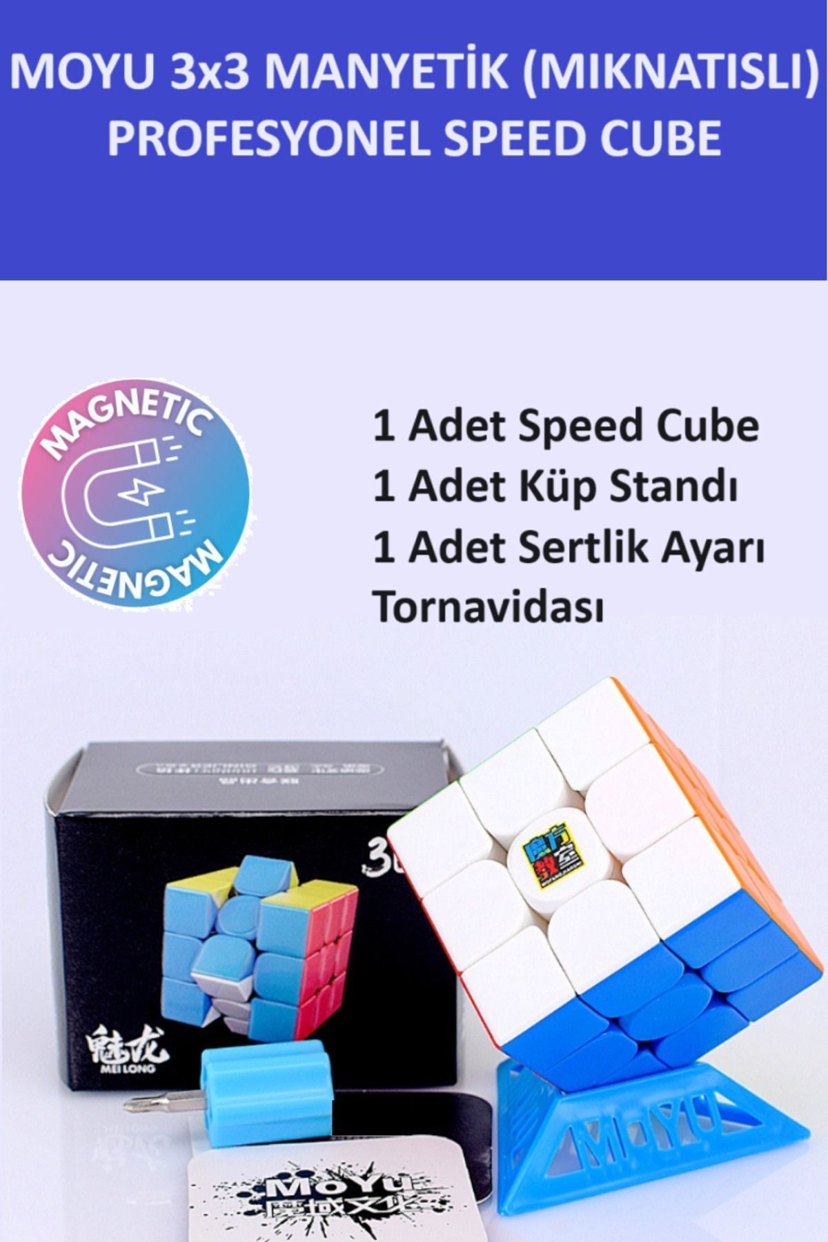 ZETCONCEPT 3x3 Mıknatıslı Manyetik Zeka Küpü - Moyu Profesyonel Speed Cube - 3x3 Zeka Sabır Küpü -
