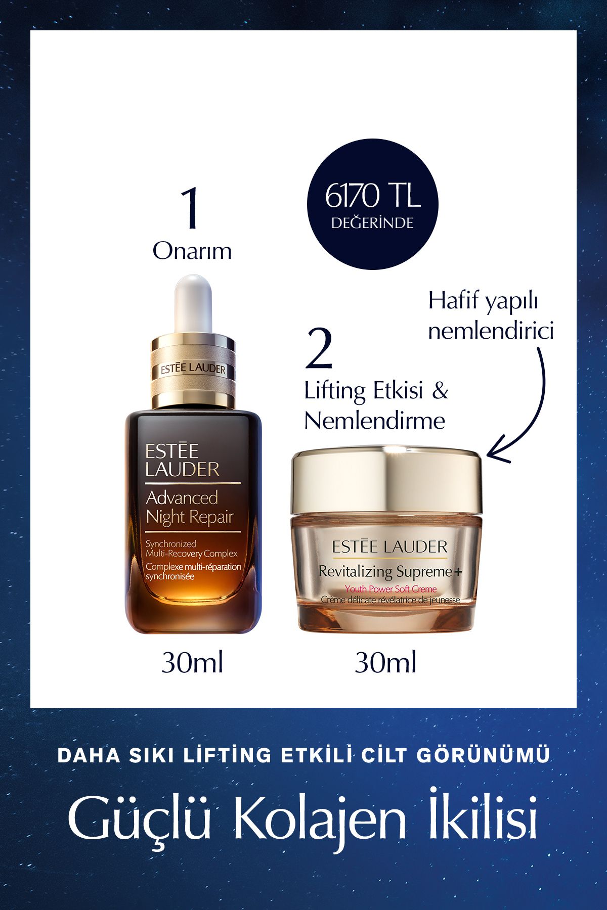 Estee Lauder Cilt Bakım Seti - Advanced Night Repair Serum 30ml Revitalizing Supreme Soft Nemlendirici 30ml