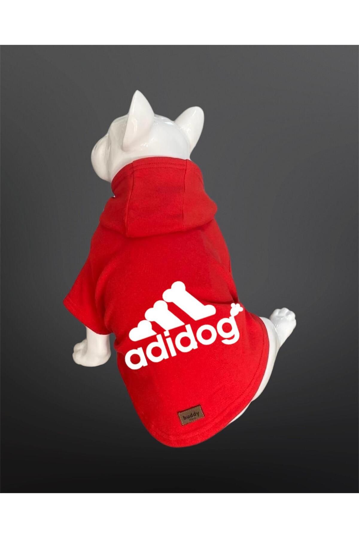 Buddy Store Kedi & Köpek Kıyafeti Sweatshirt - Adidog Baskılı Kırmızı Sweatshirt
