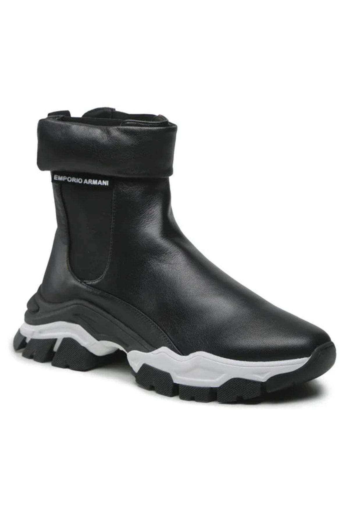 Emporio Armani Kadın Bağcıklı Logolu Günlük Kullanım Normal Kalıp Siyah Sneaker X3m357 Xf683-00002
