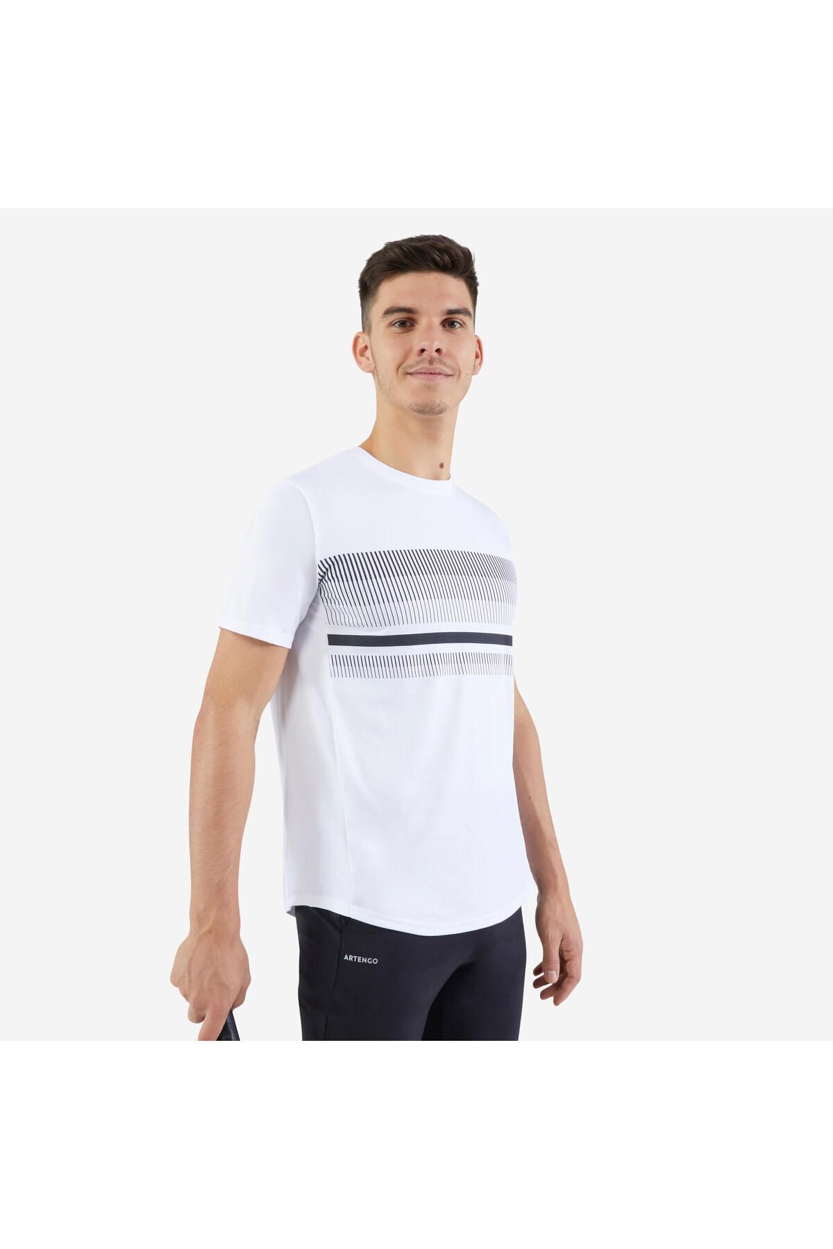 Decathlon Erkek Kısa Kollu Tenis Tişörtü - Beyaz - Essential