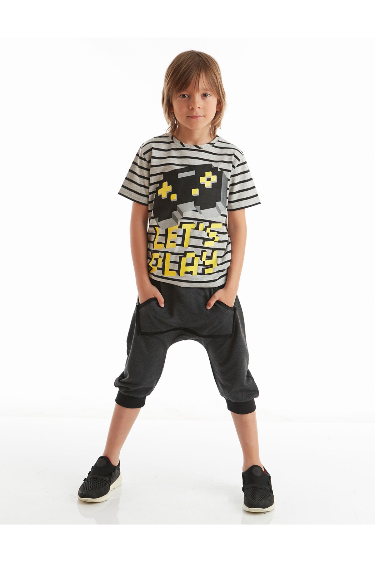 MSHB&G Lets Play Erkek Çocuk T-shirt Kapri Şort Takım