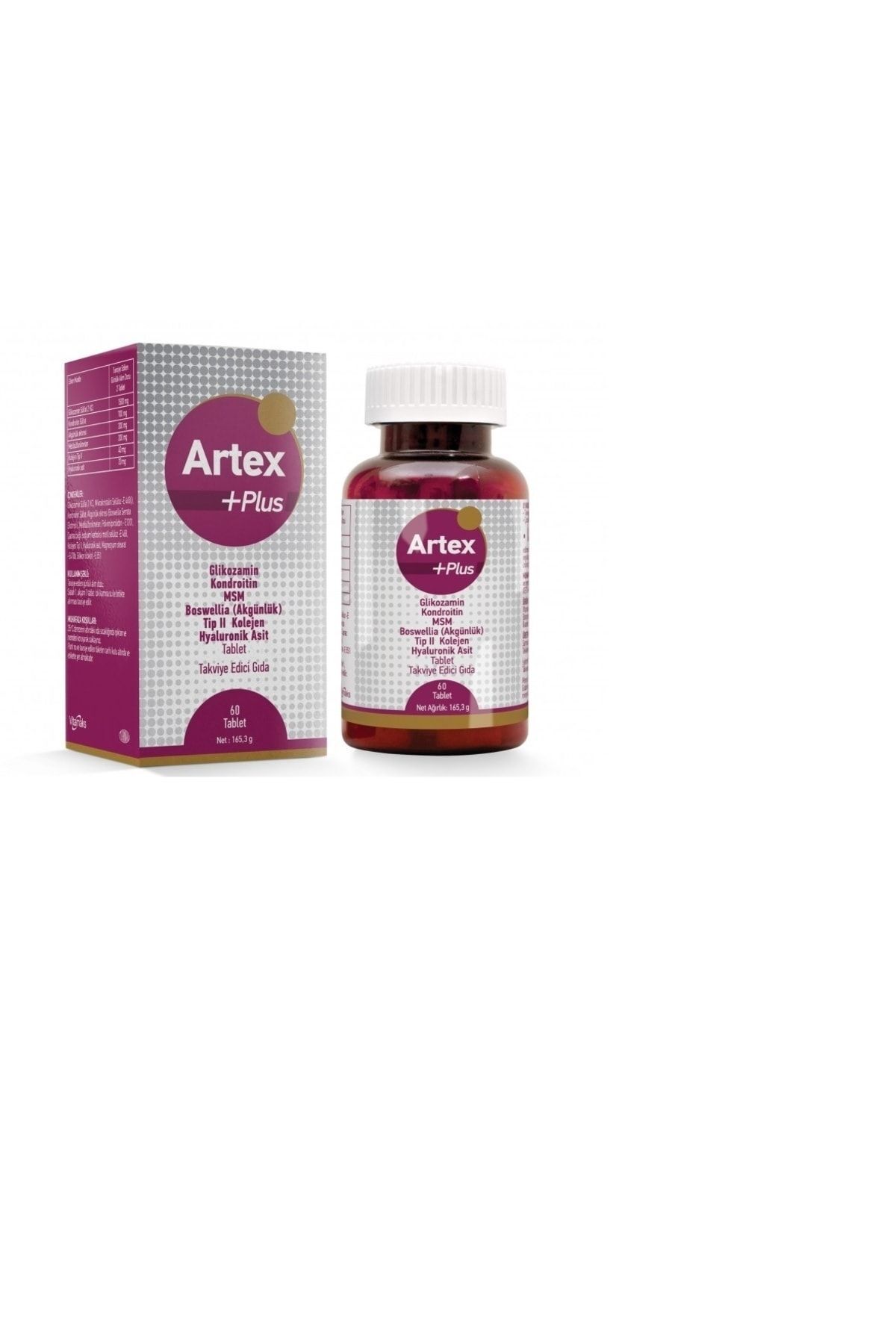Artex Plus 60 Tablet Glikozamin-kondroitin-msm-tip 2 Kolajen-hyaluronik Asit