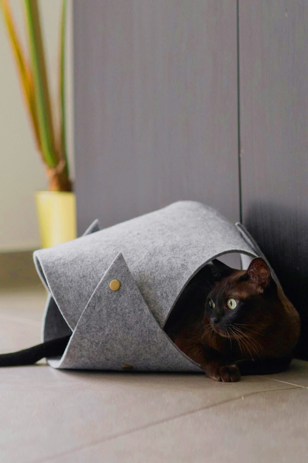Bundera Toby Gri Kedi Tüneli Evcil Hayvan Oyuncağı Kedi Yatağı Yavru Yetişkin Kedi Oyun Evi Tünel