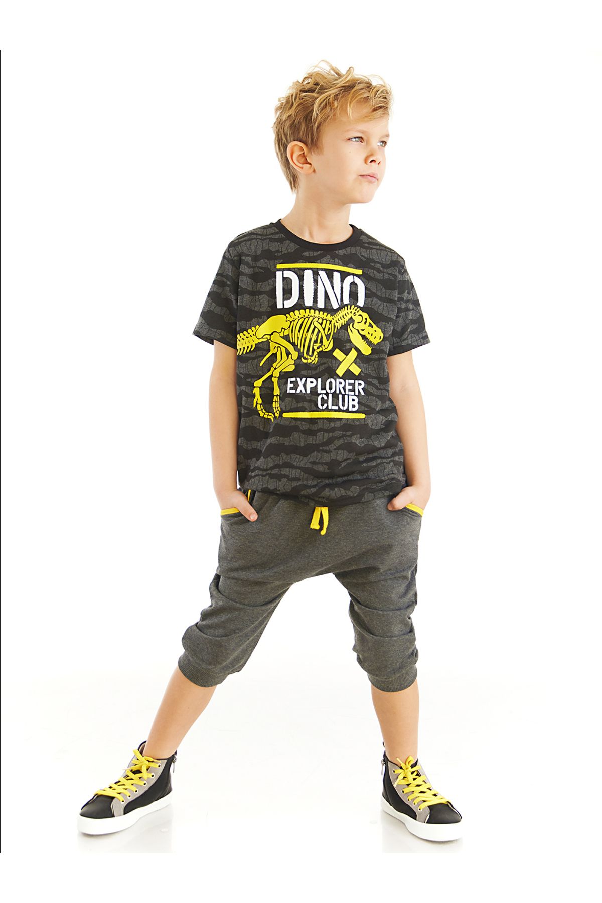 MSHB&G Dino Explorer Erkek Çocuk T-shirt Kapri Şort Takım