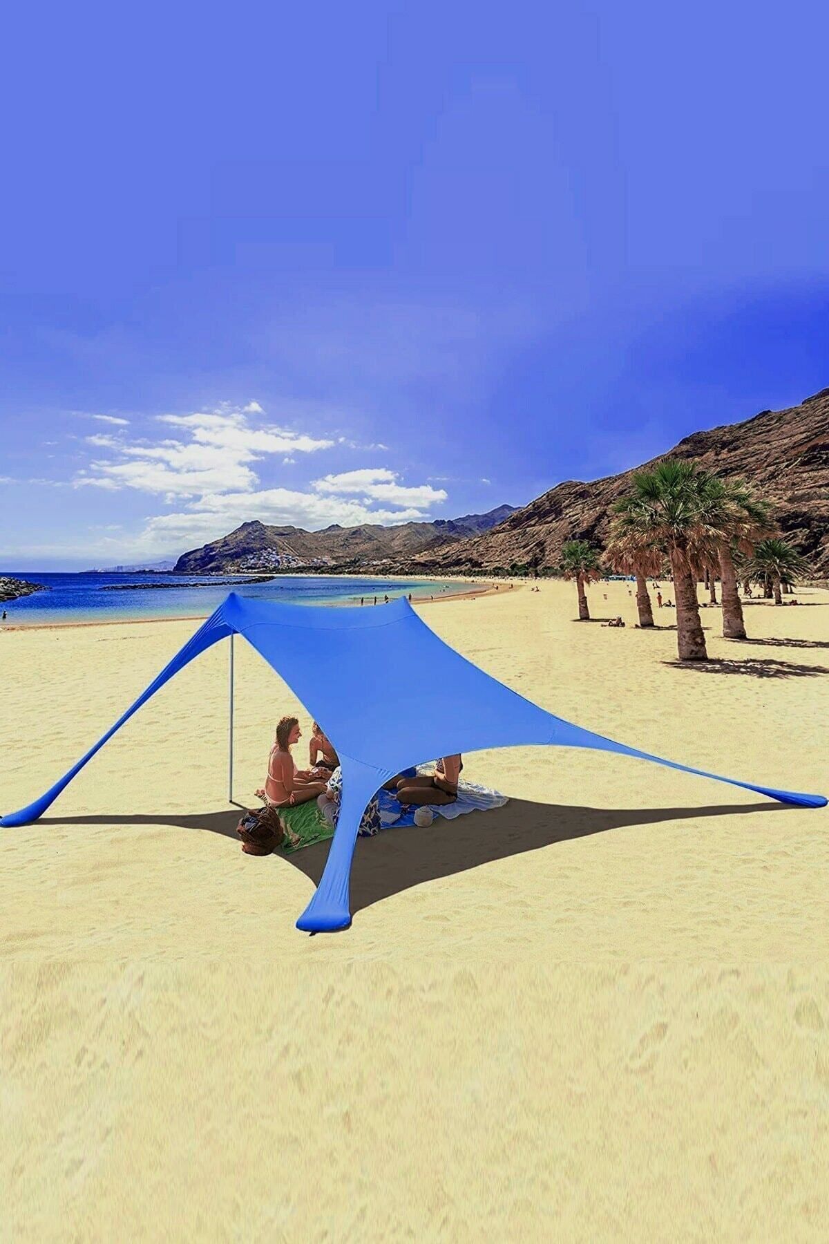 Bundera Markise Mavi Gölgelik Tente Plaj Şemsiyesi Bahçe Teras Kamp Piknik Güneşlik Şemsiye 2.3 Metre