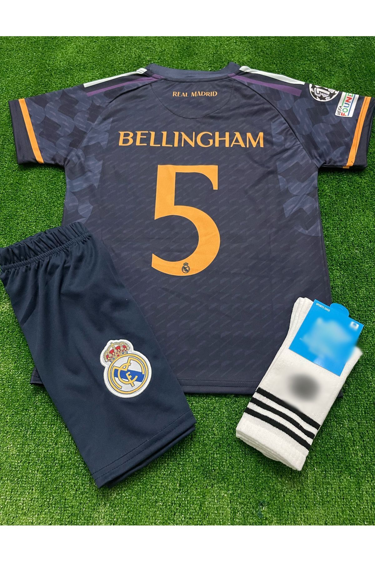SPORTBACK Real Madrid 2023/2024 Jude Bellingham Deplasman Çocuk Forması Çorap Hediyeli