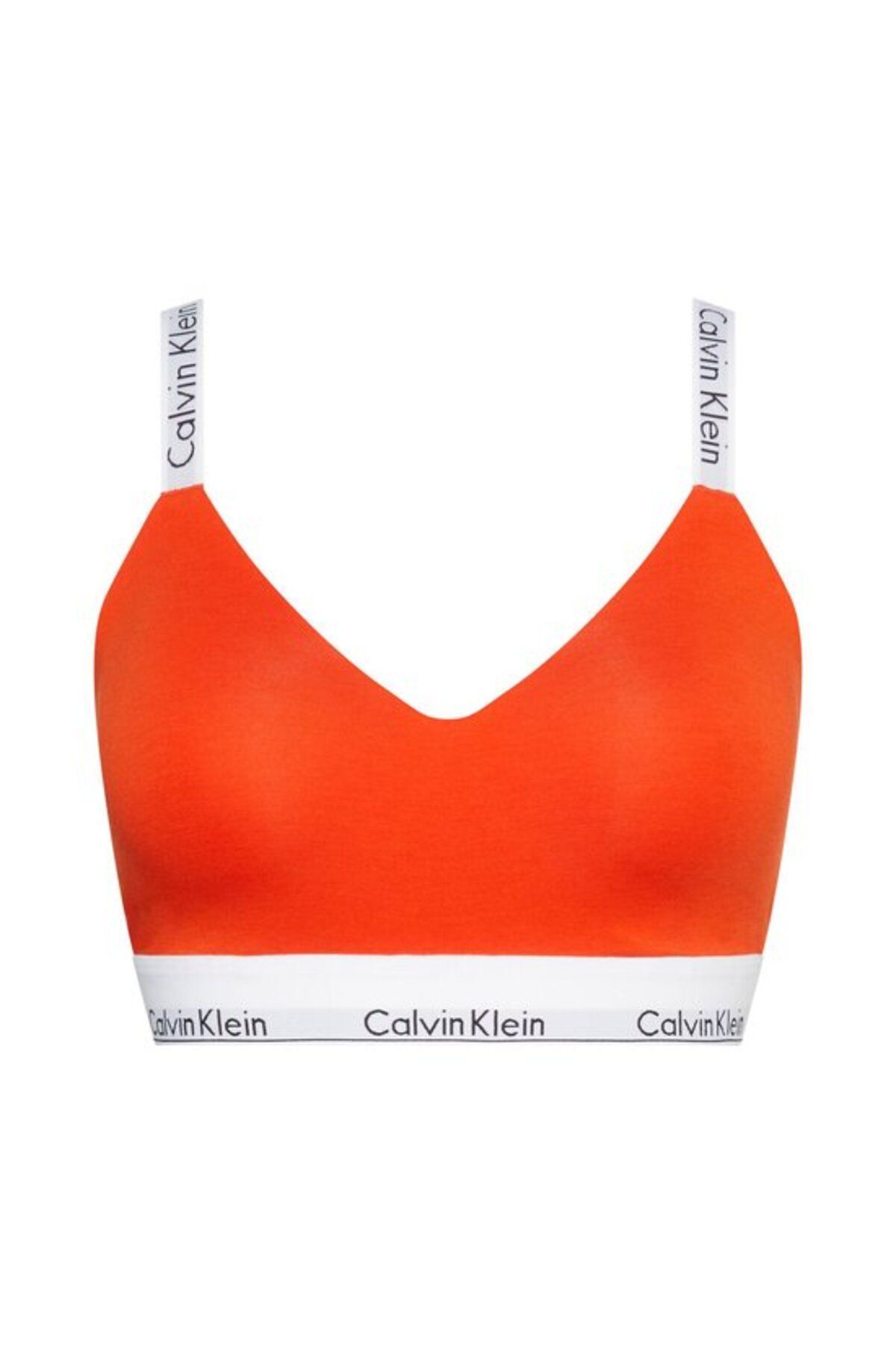 Calvin Klein Kadın Marka Logolu Askılı Spor Giyim Günlük Turuncu Büstiyer 000QF7060E-1TD