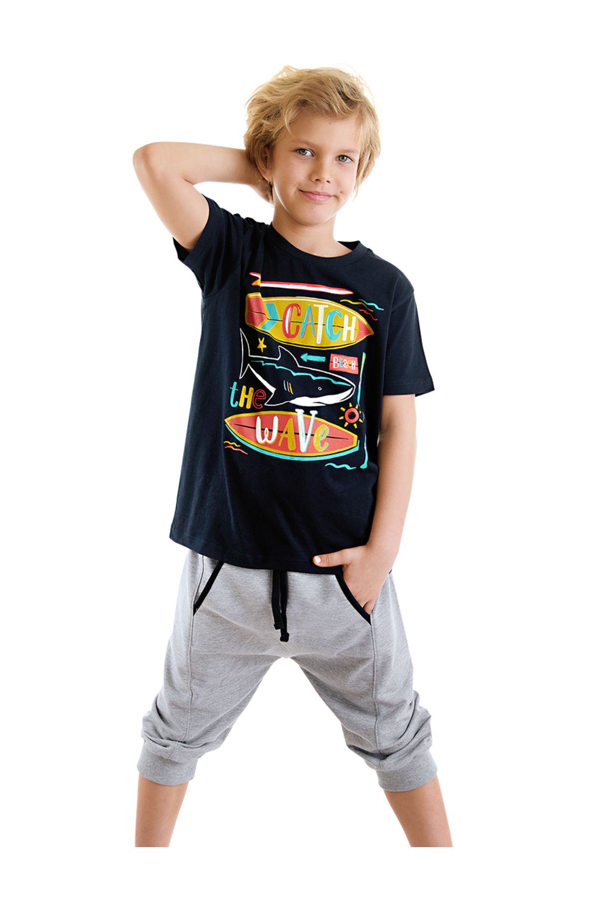 MSHB&G Catch Wave Erkek Çocuk T-shirt Kapri Şort Takım