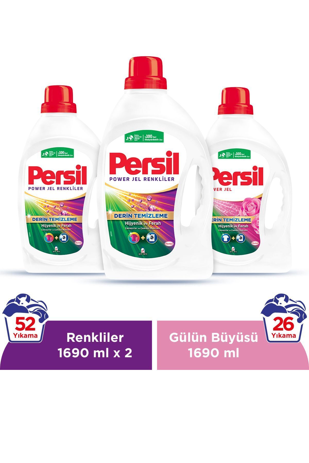 Persil Sıvı Çamaşır Deterjanı 3 x 26 WL  1 Gülün Büyüsü + 2 Color ( 78 Yıkama)