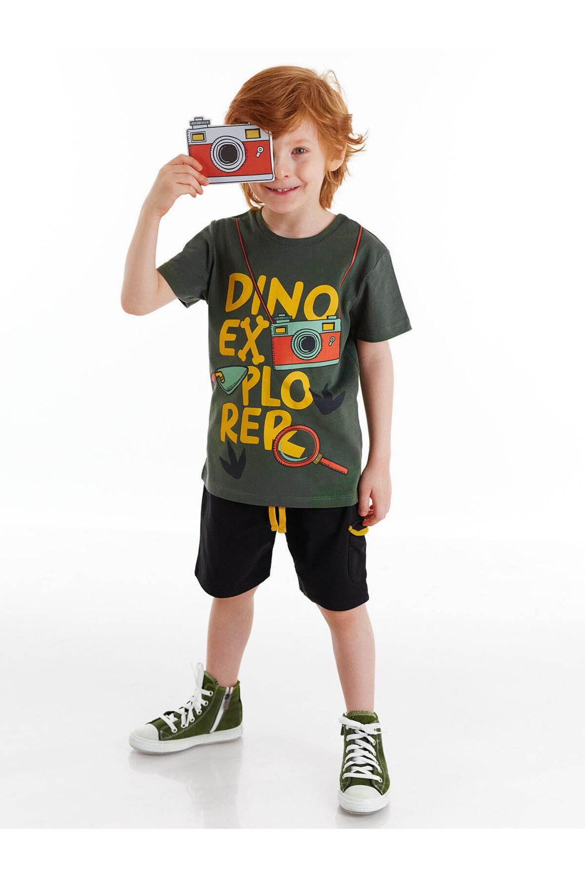Denokids Dino Explorer Erkek Çocuk T-shirt Şort Takım