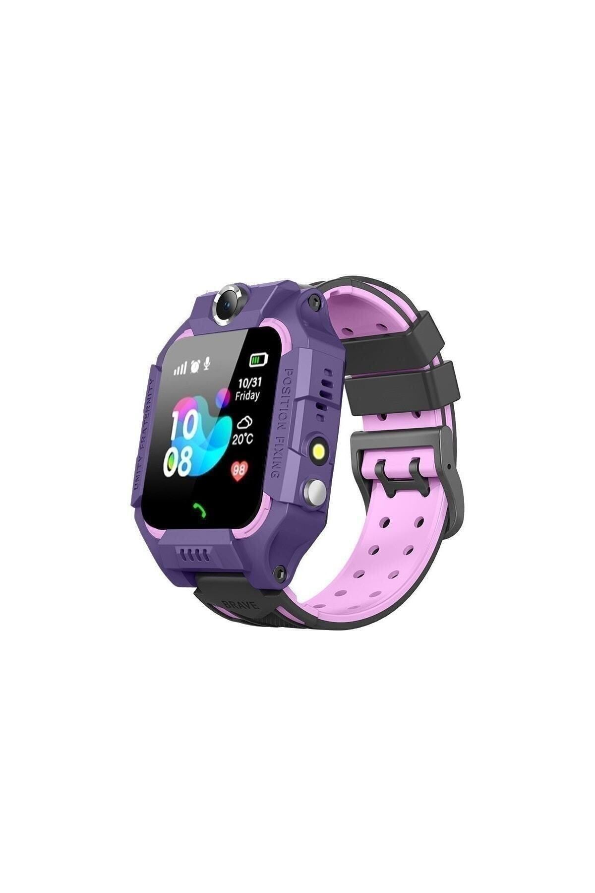 pink watch Akıllı Çocuk Saati Konum Takipli Sim Kart Girişli Lbs Ve Sos Özellikli - Mor